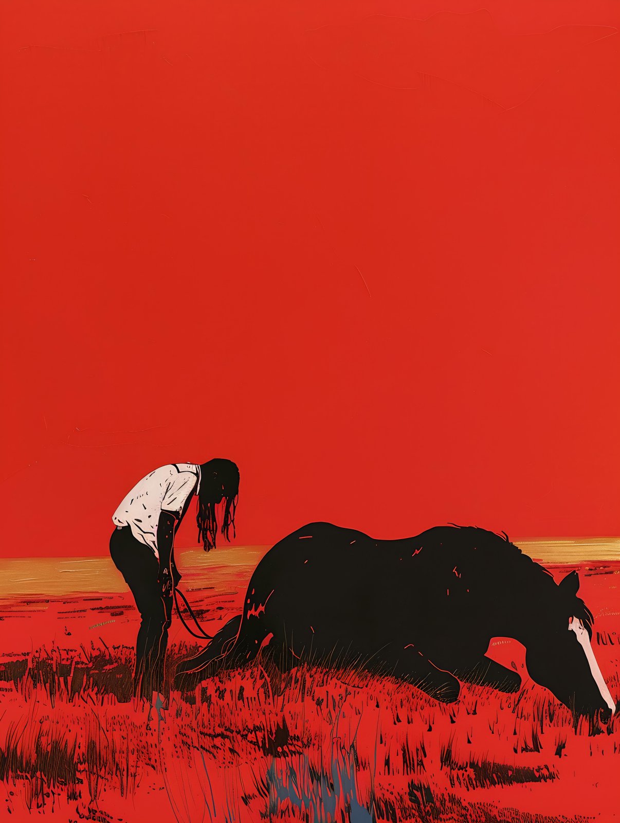 Crimson Field Horse & Rider Wall Art