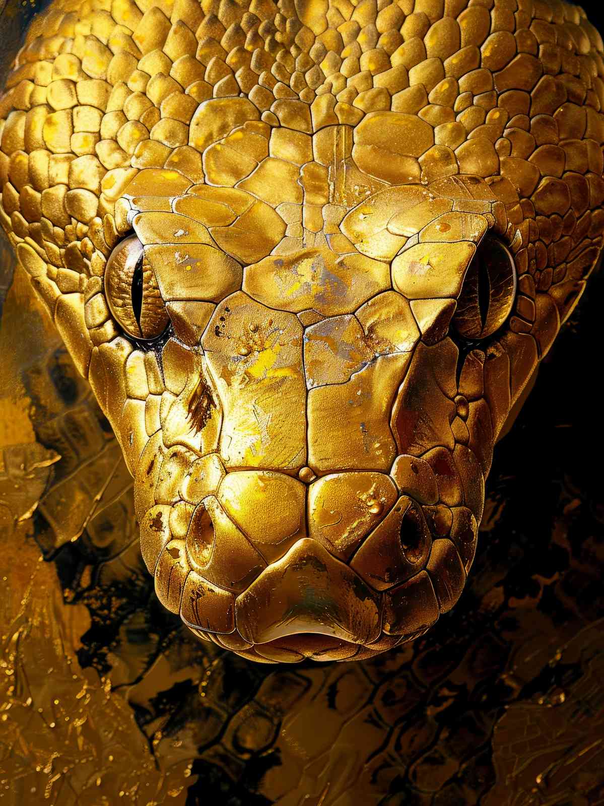 Golden Serpent Majesty Wall Art