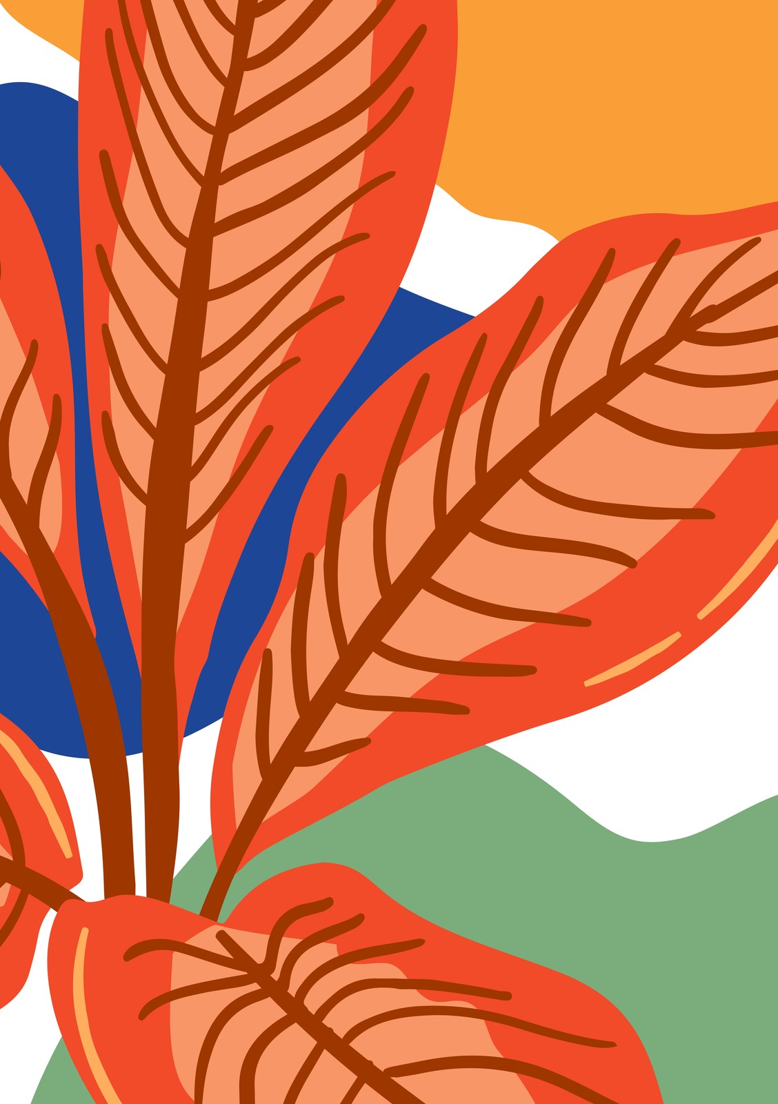 Vibrant Tropical Leaves Boho Art Wall Art