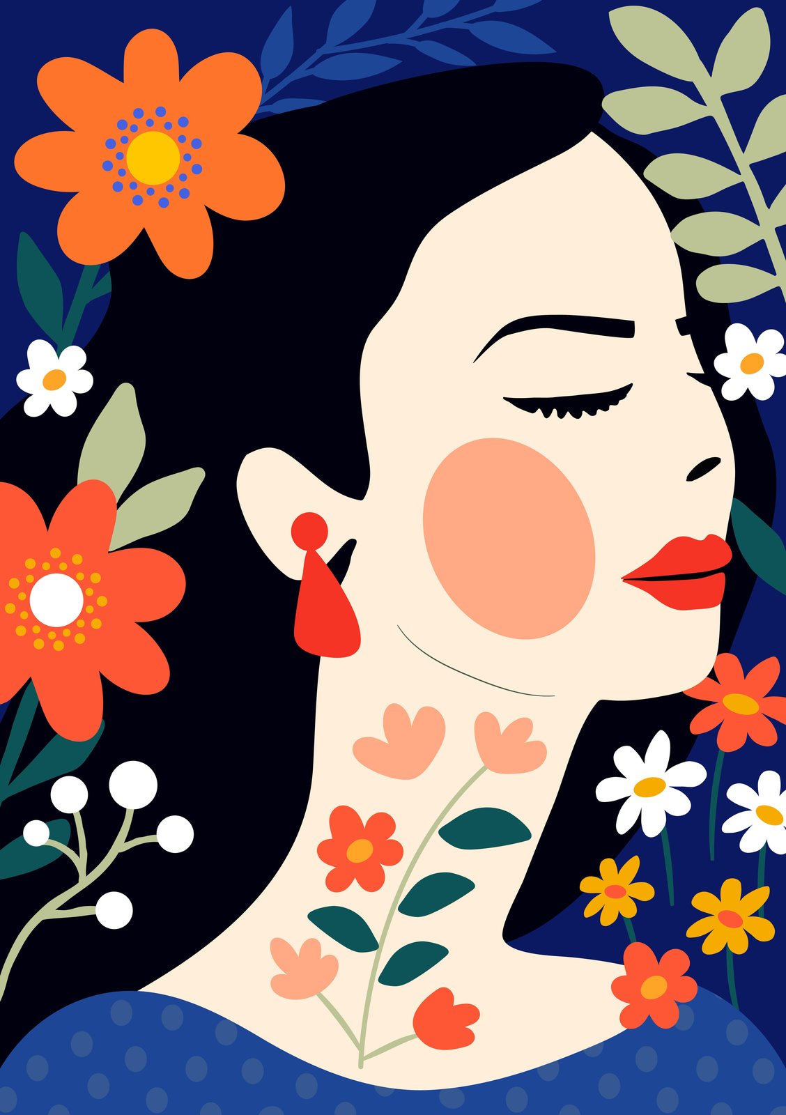 Bohemian Floral Portrait Wall Art