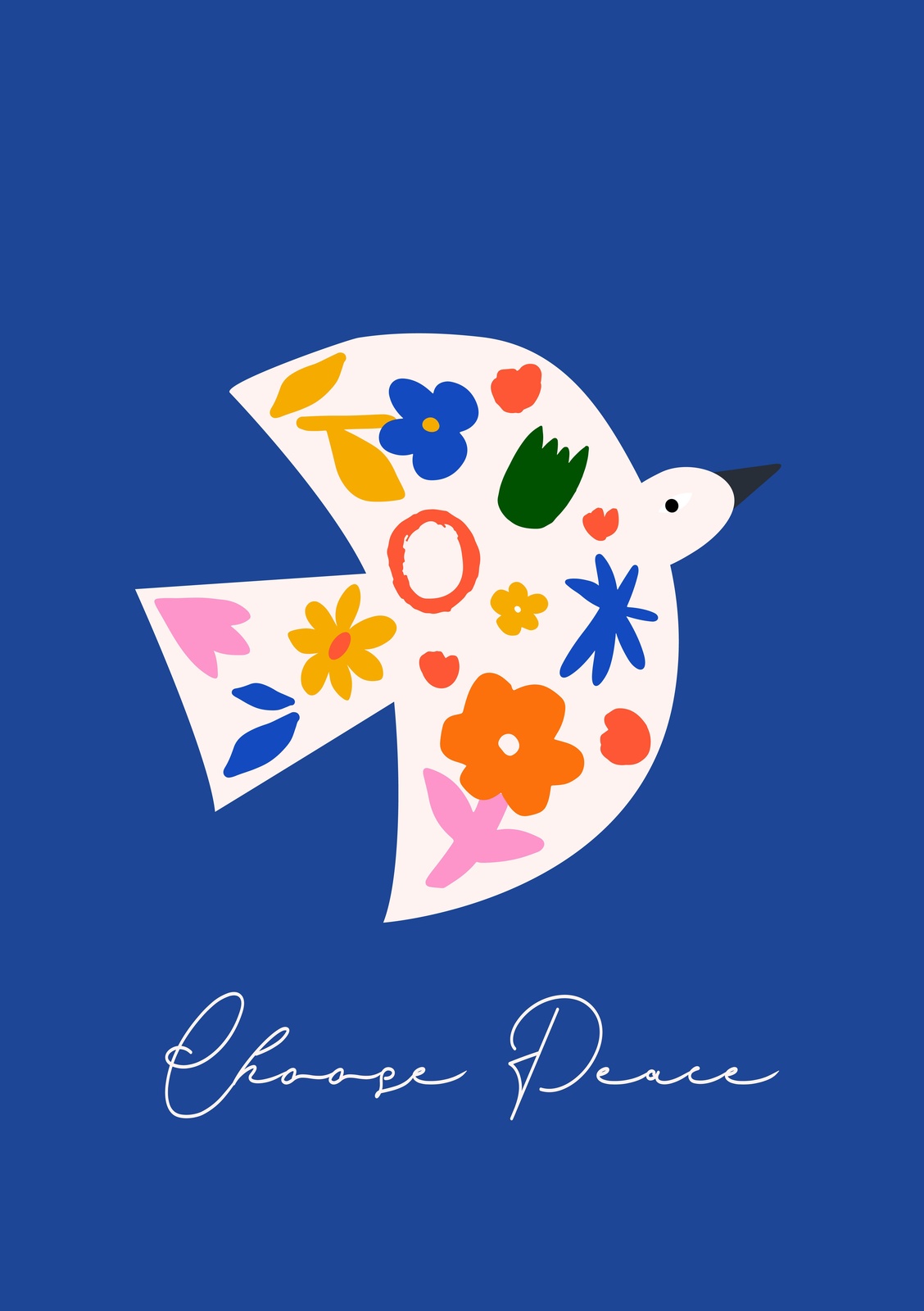 Floral Dove "Choose Peace" Wall Art