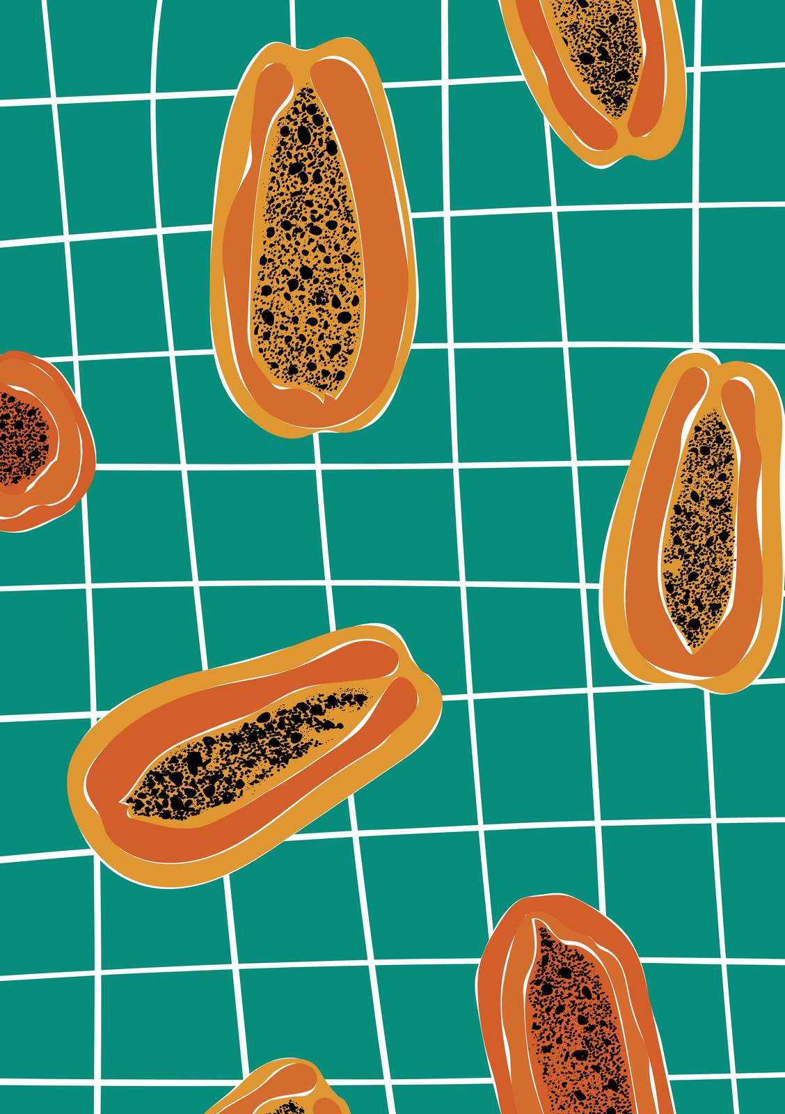 Vibrant Papaya Grid Art Wall Art