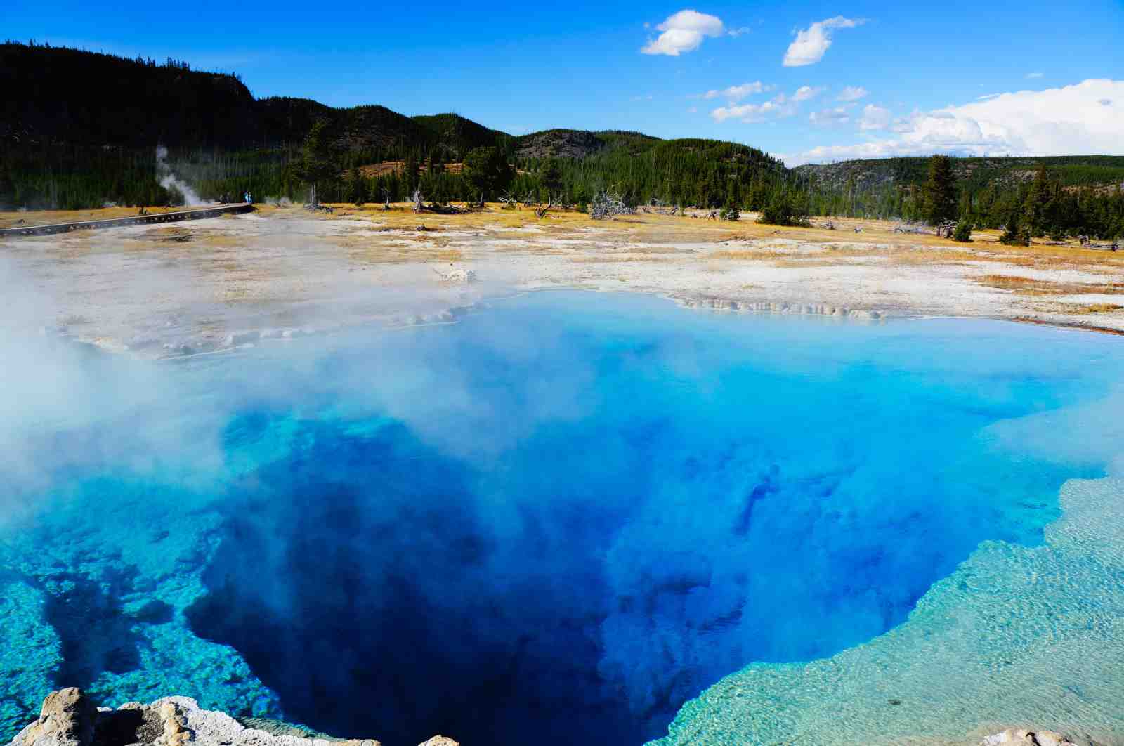 Vibrant Blue Hot Spring Landscape Wall Art