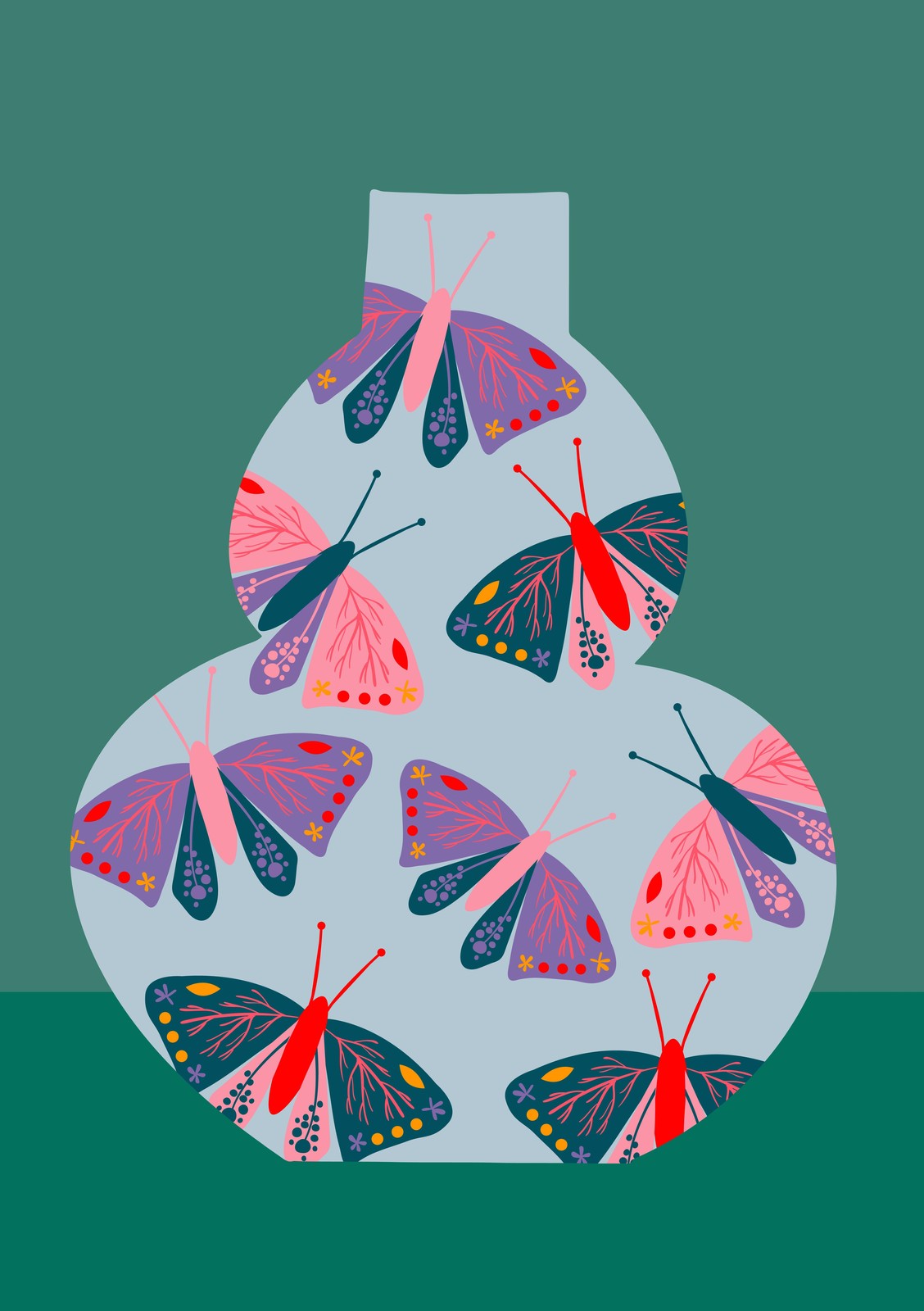 Whimsical Butterfly Vase Wall Art Wall Art
