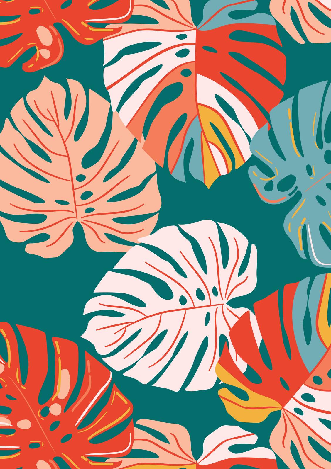 Vibrant Tropical Leaf Pattern Wall Art