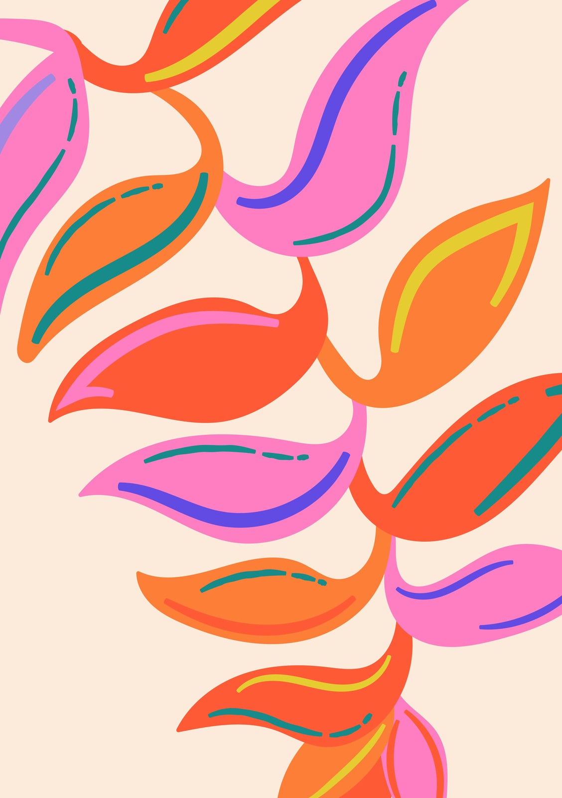 Vibrant Tropical Leaves Abstract Wall Art
