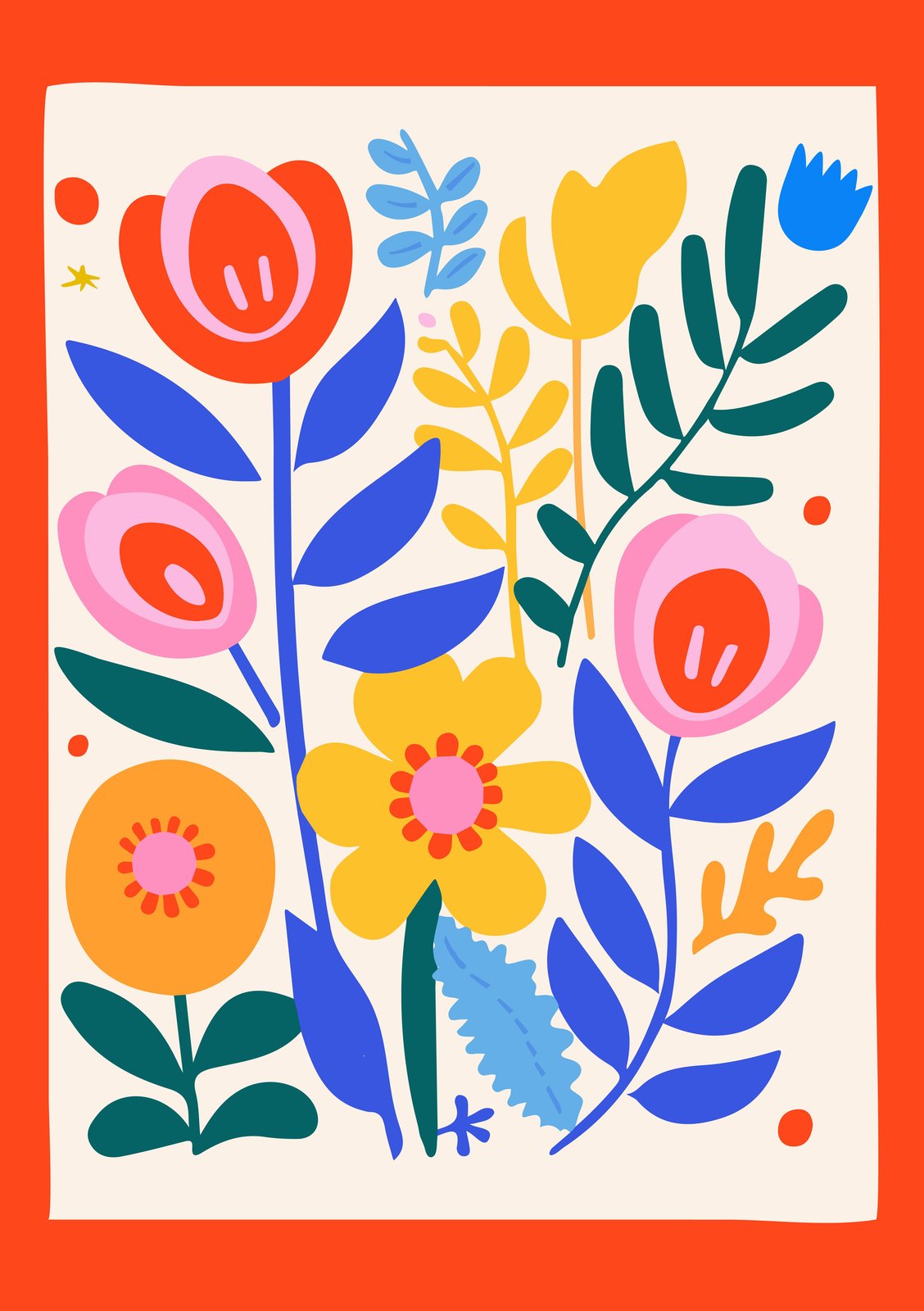 Vibrant Floral Folk Art Wall Art