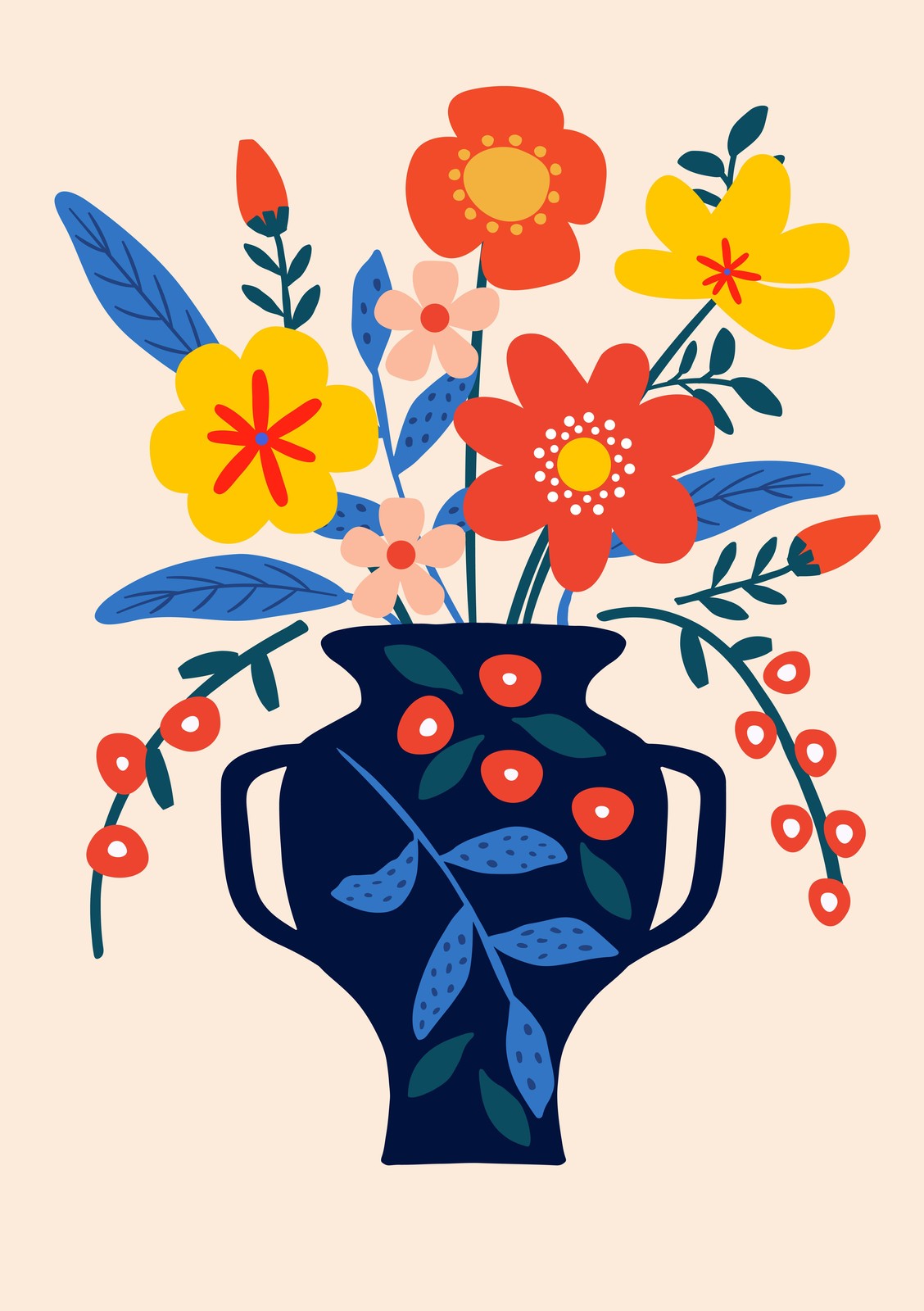 Vibrant Floral Bouquet Modern Wall Art Wall Art