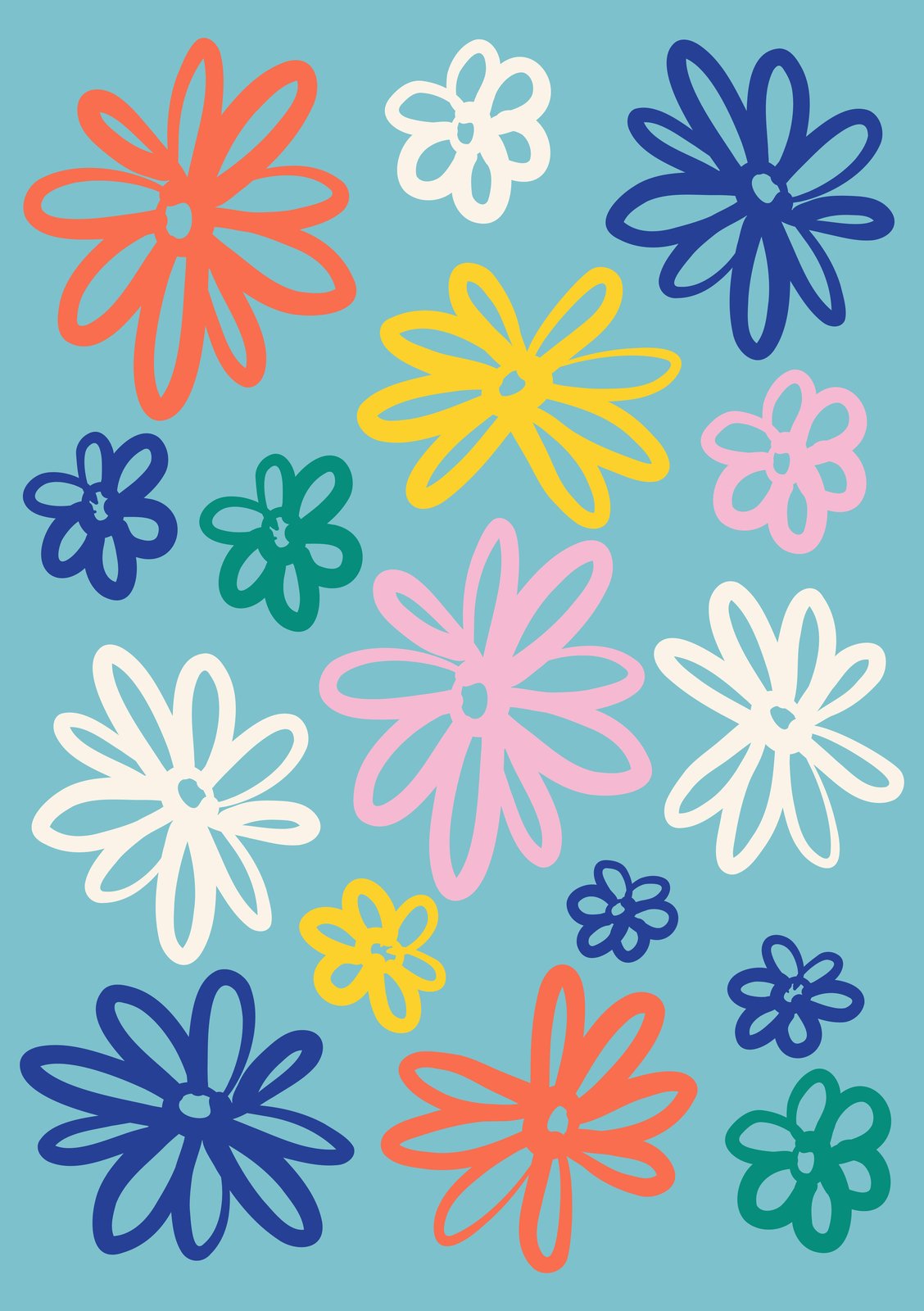 Retro Floral Burst Wall Art | Boho Wall Art