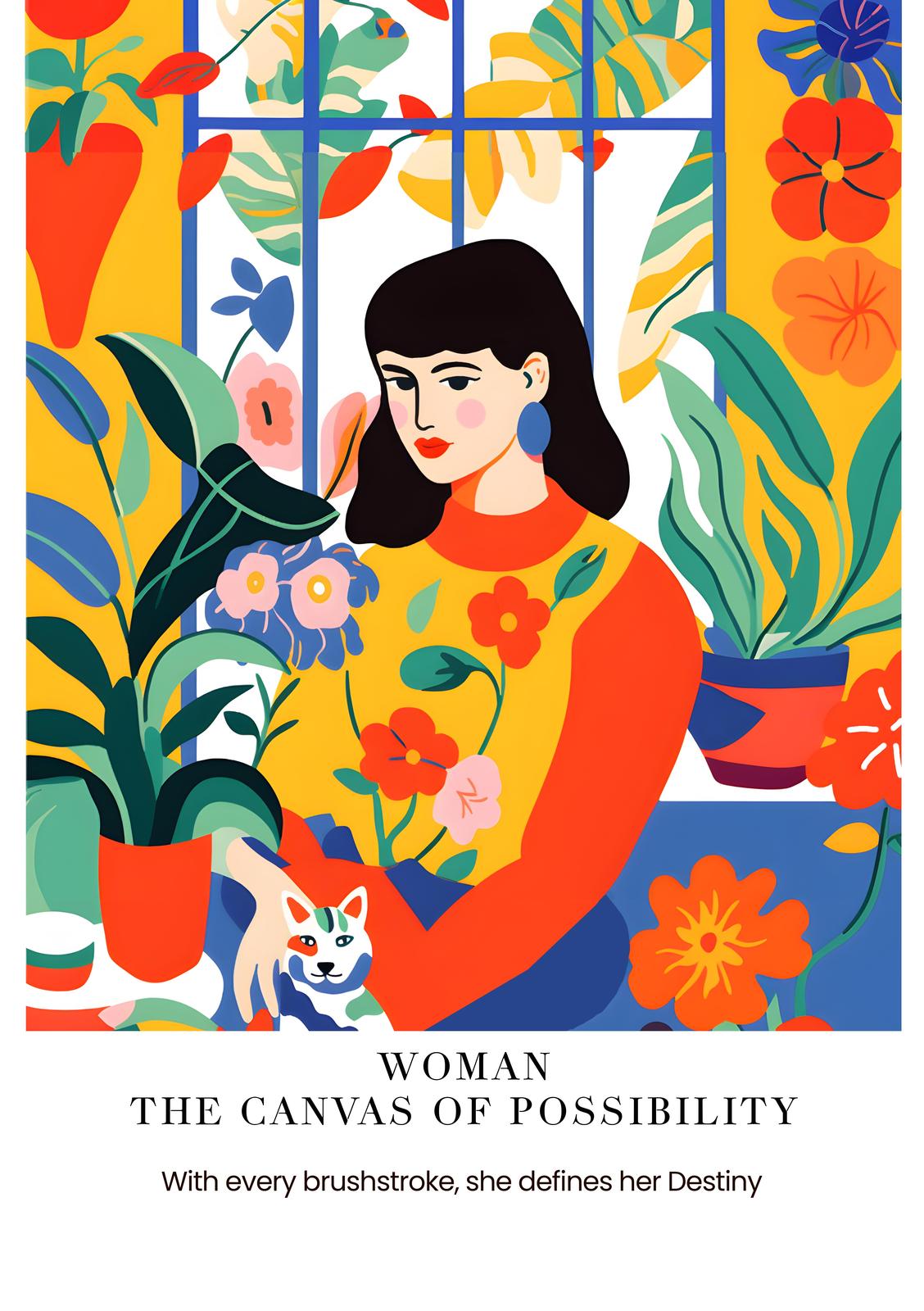 Vibrant Woman & Nature Wall Art