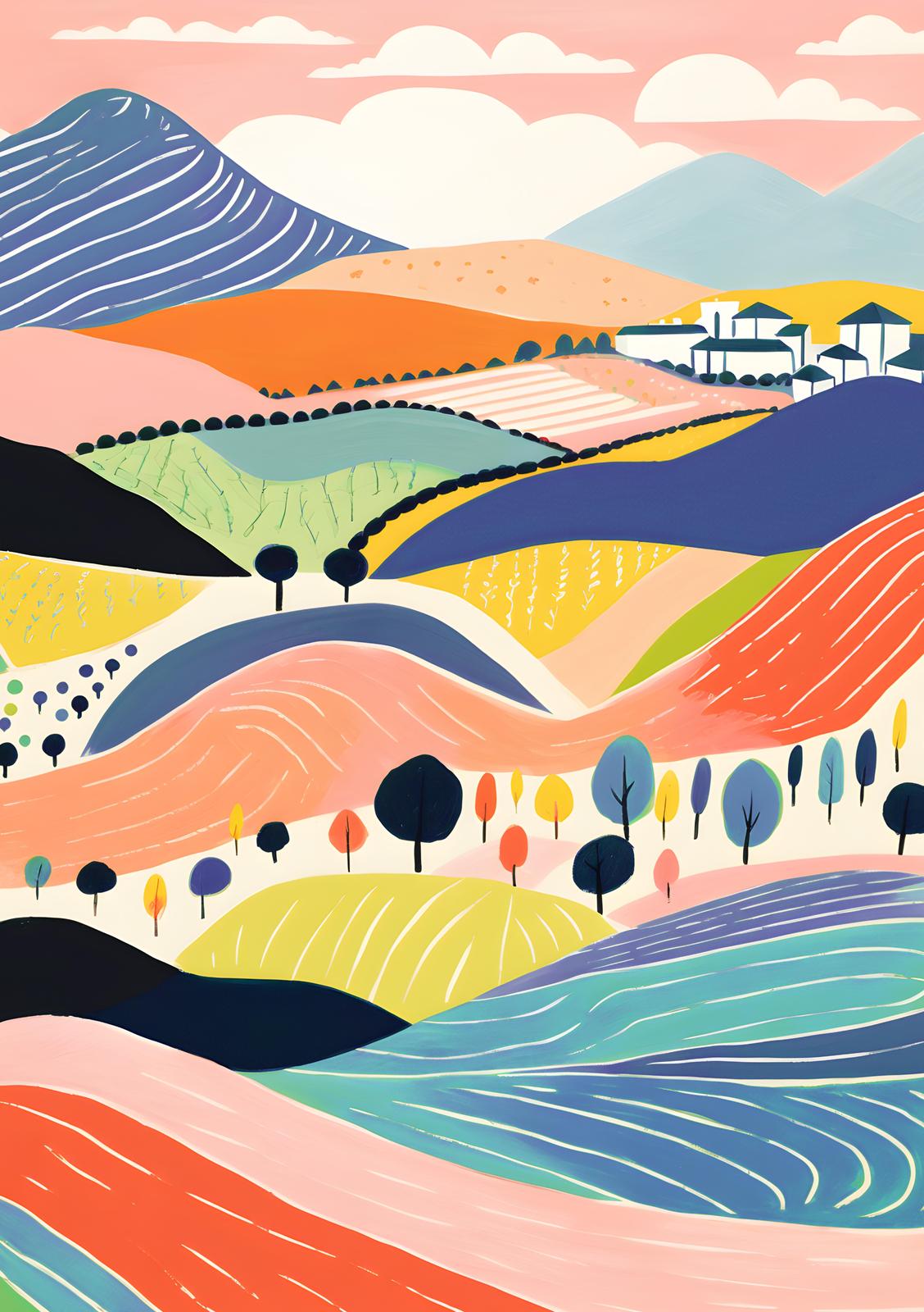 Vibrant Abstract Landscape Wall Art