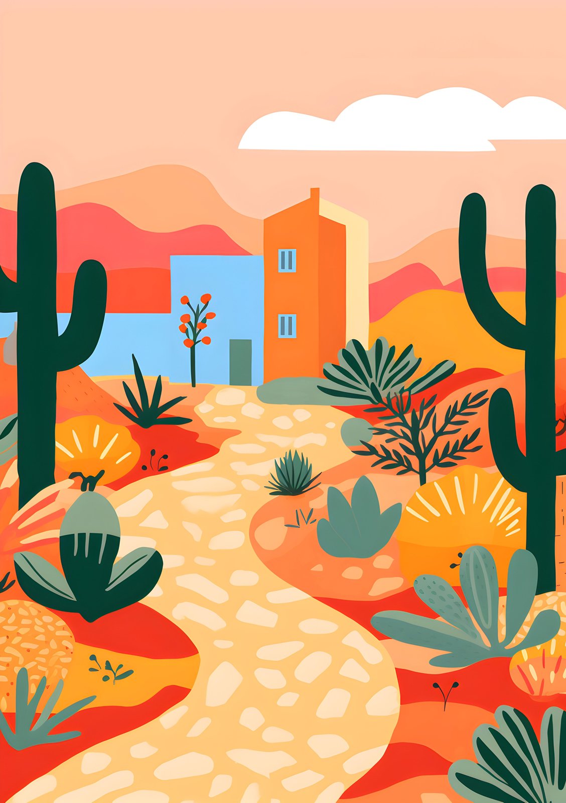 Desert Oasis Mid-Century Modern Wall Art