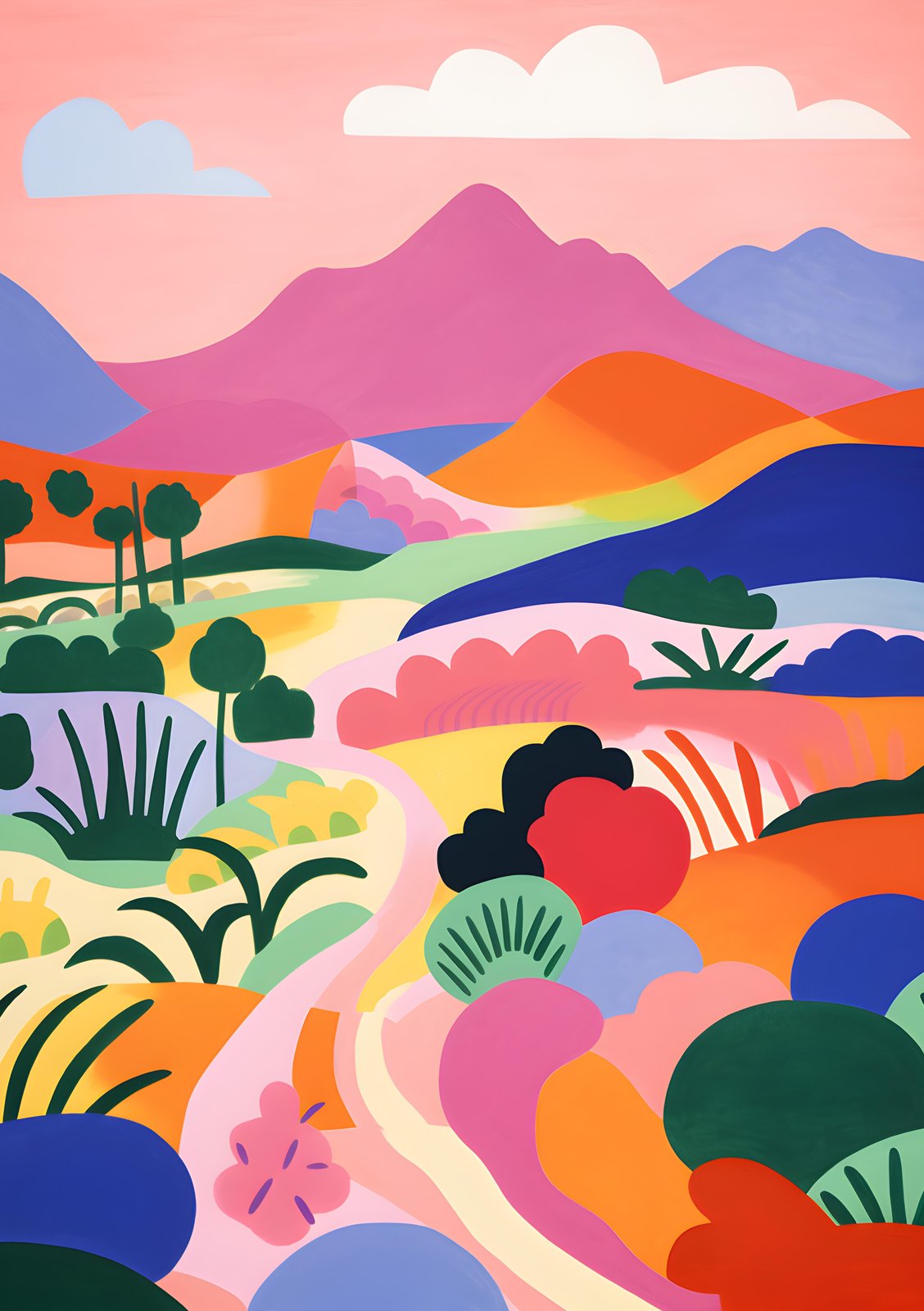 Vibrant Landscape Abstract Wall Art