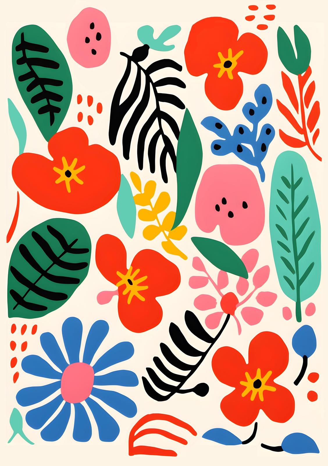 Vibrant Botanical Abstract Wall Art Wall Art