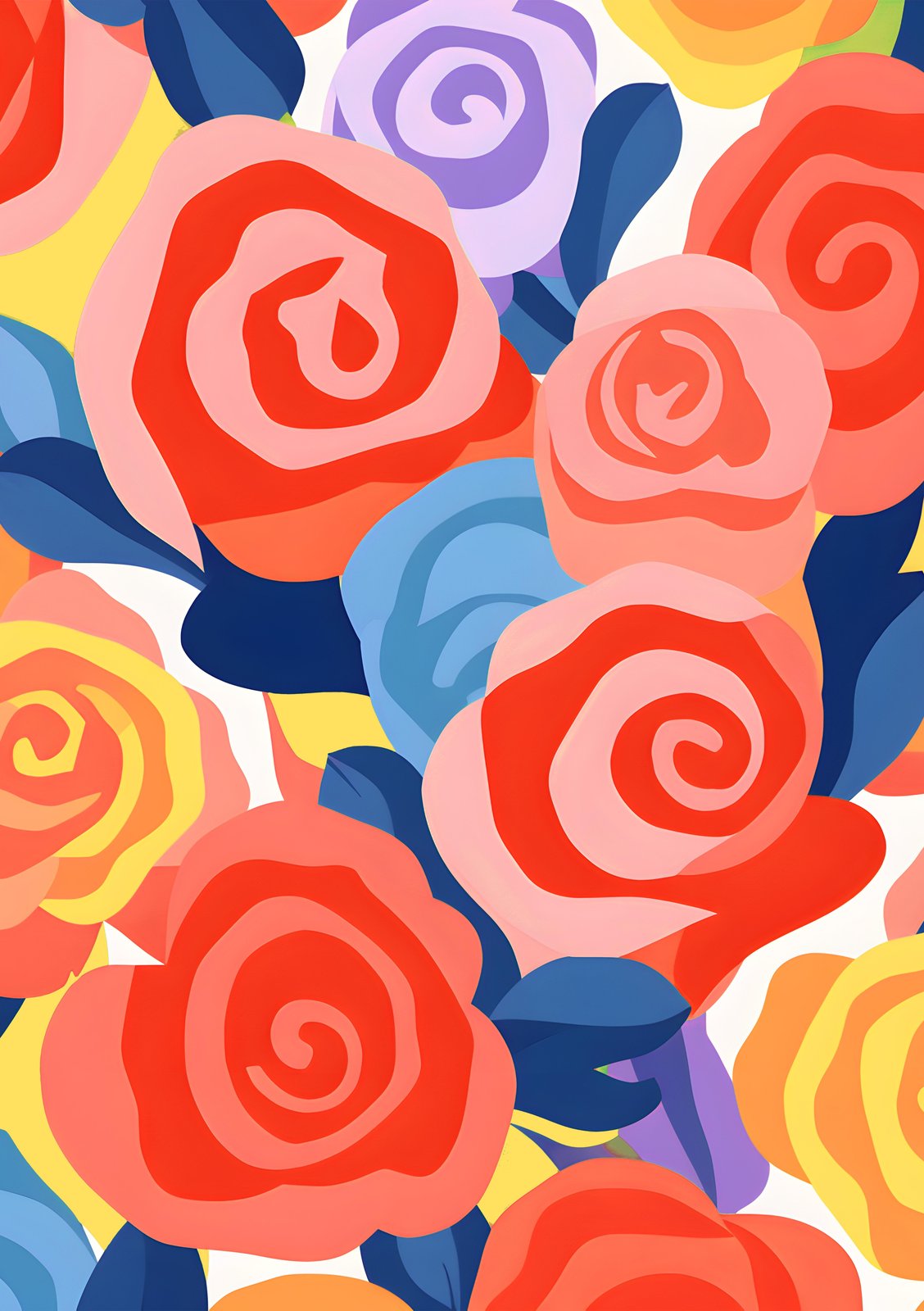 Vibrant Floral Swirls Pop Art Wall Art