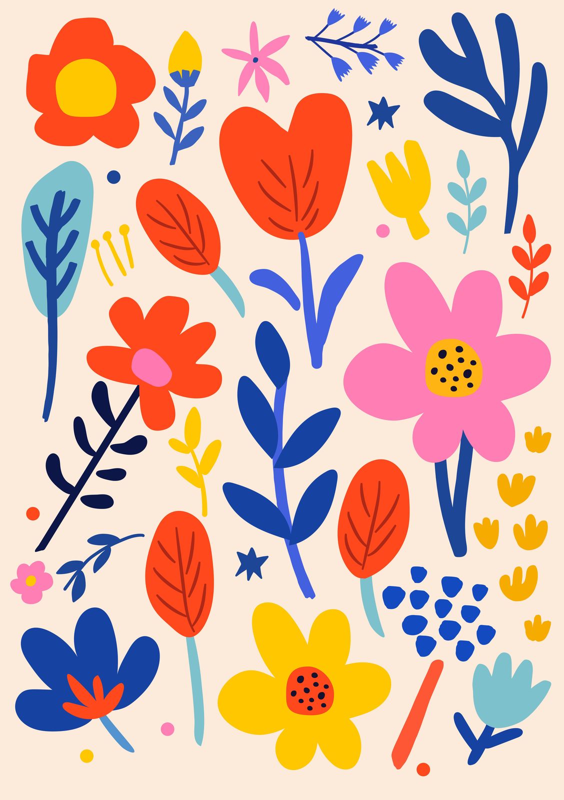 Vibrant Floral Whimsy Wall Art