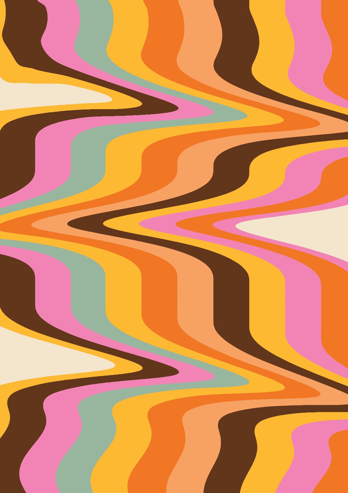 Retro Groovy Wavy Abstract Wall Art