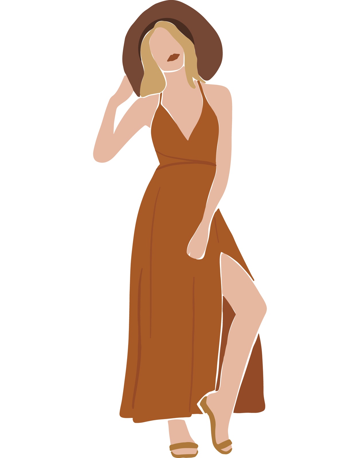 Boho Chic Woman with Hat Wall Art