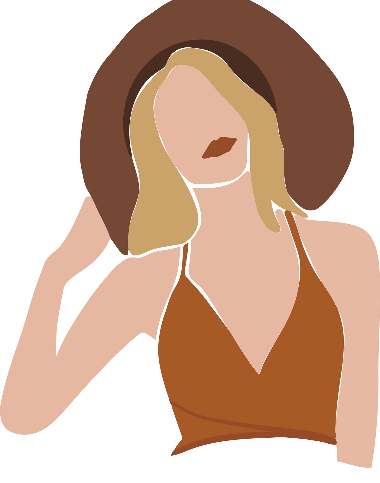 Boho Chic Woman Wide-Brim Hat Wall Art