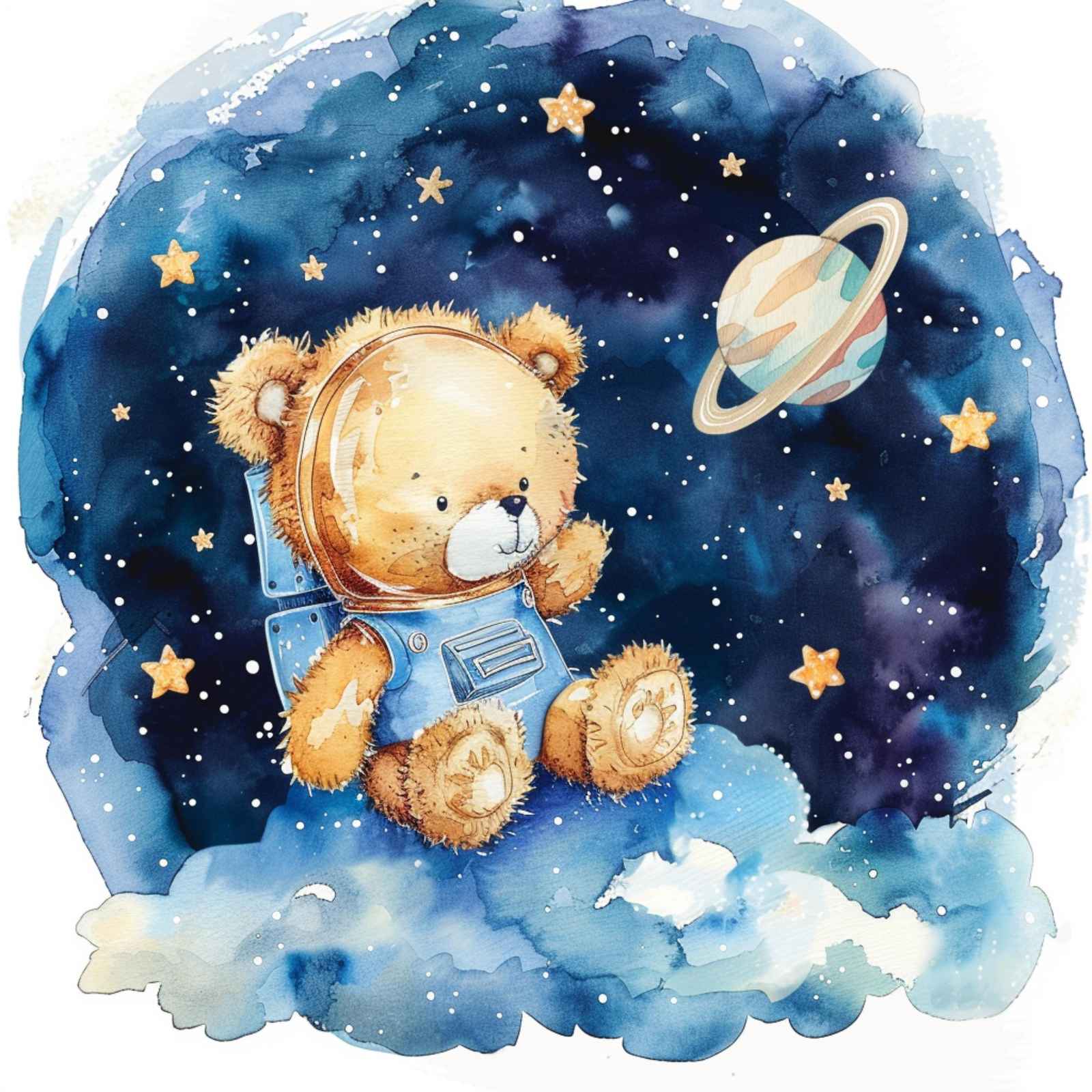 Astronaut Teddy Bear Space Adventure Wall Art