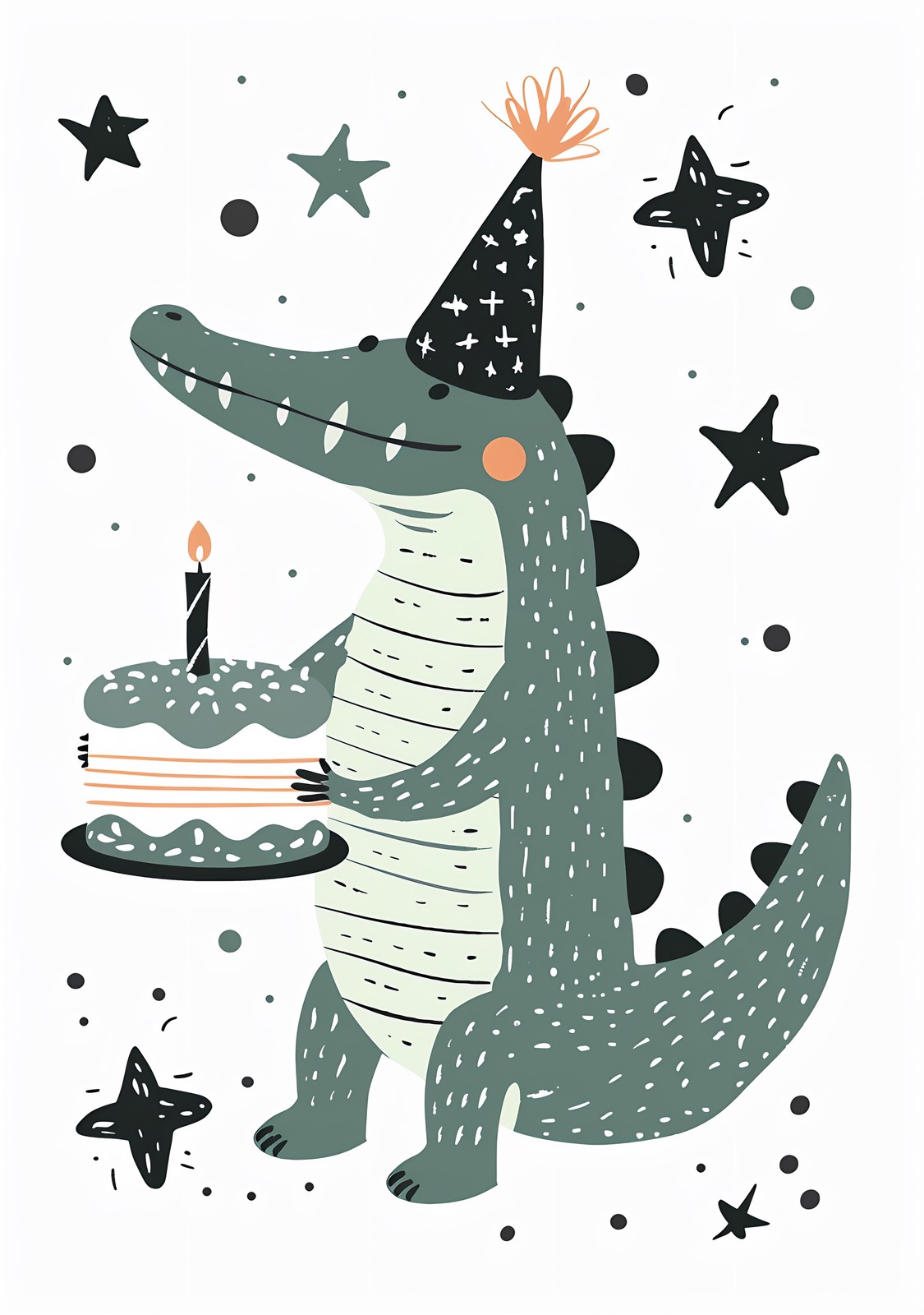Whimsical Birthday Gator Wall Art