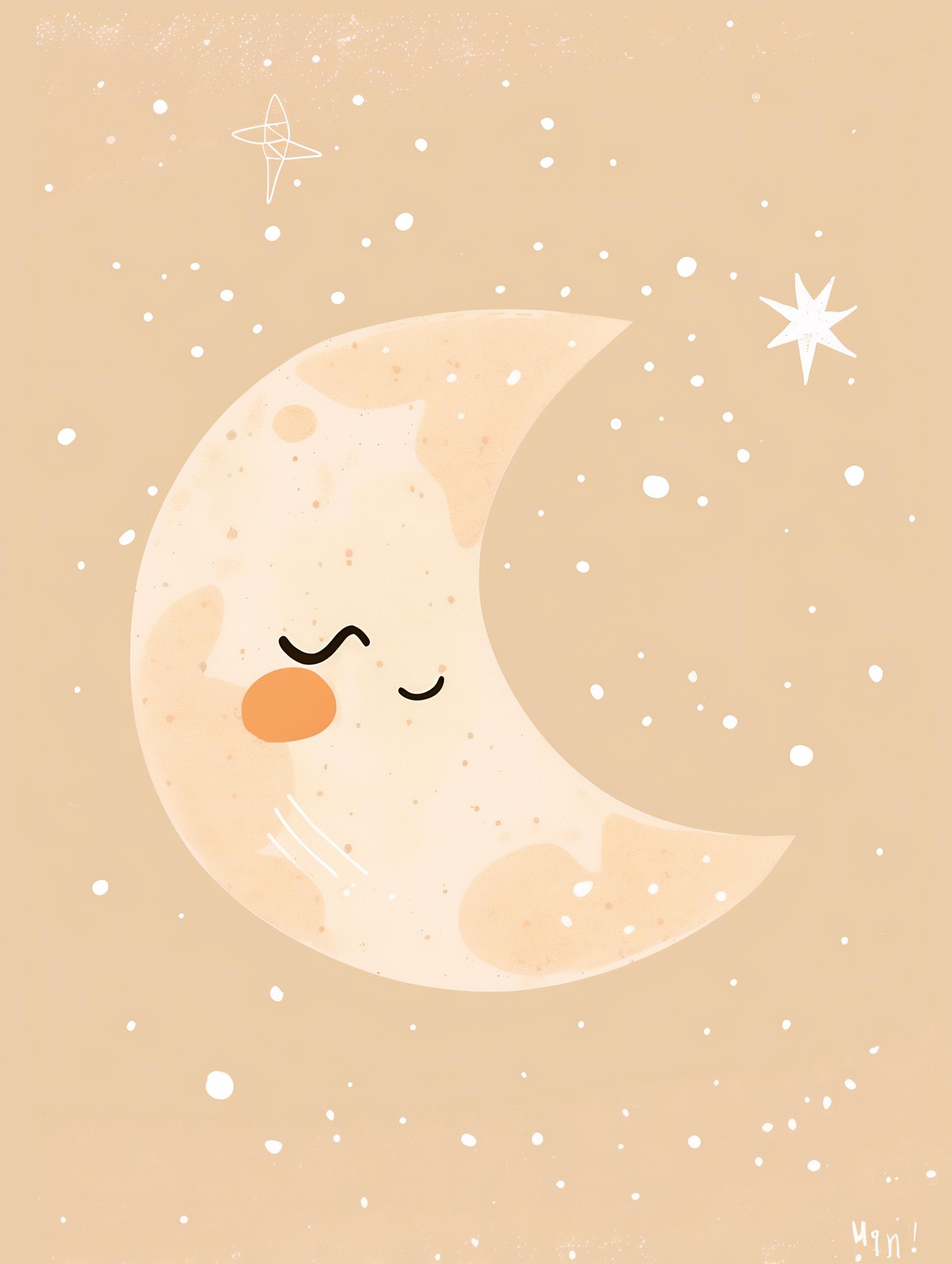 Dreamy Crescent Moon Nursery Wall Art Wall Art