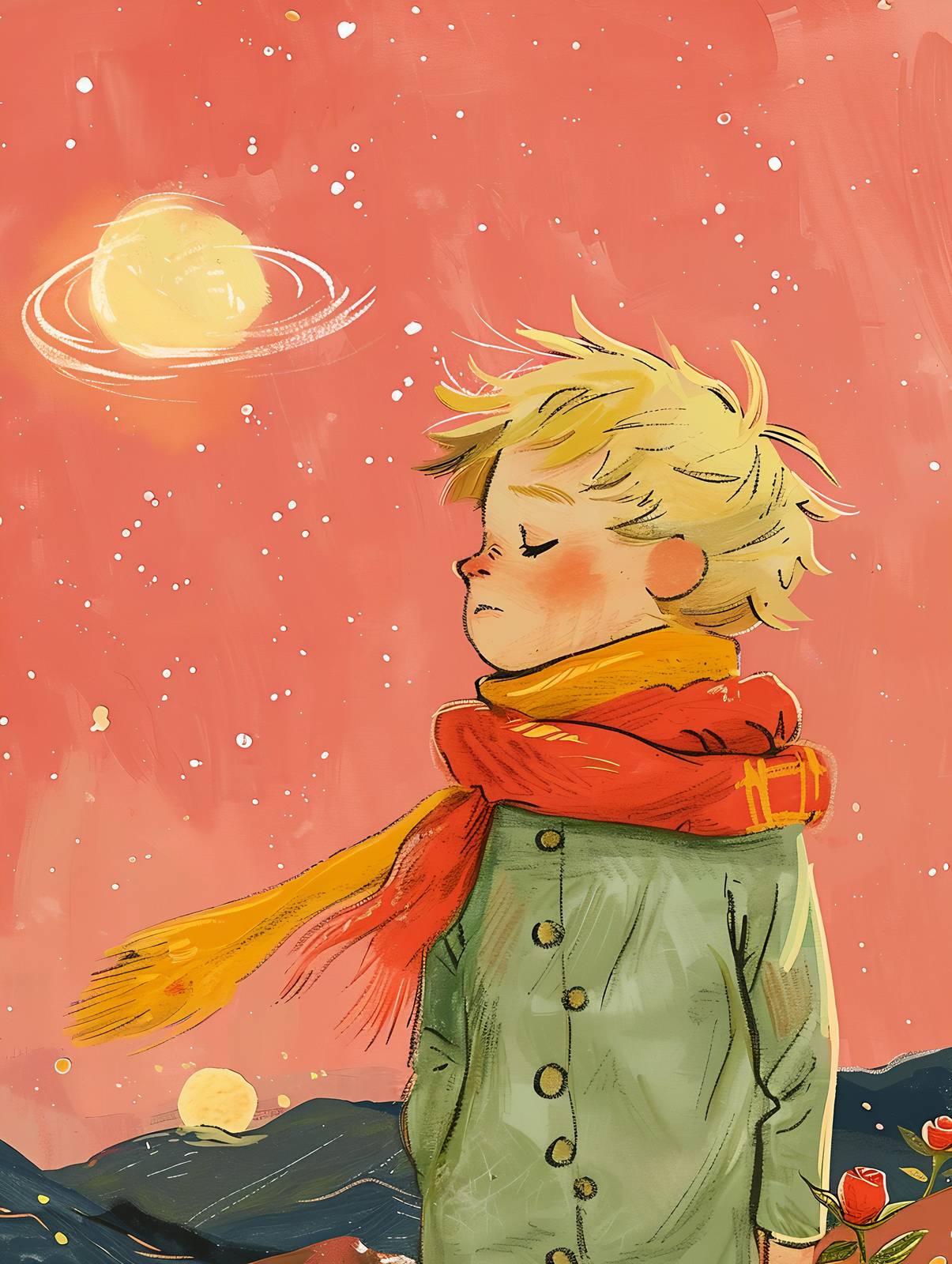 Whimsical Little Prince & Planet Wall Art