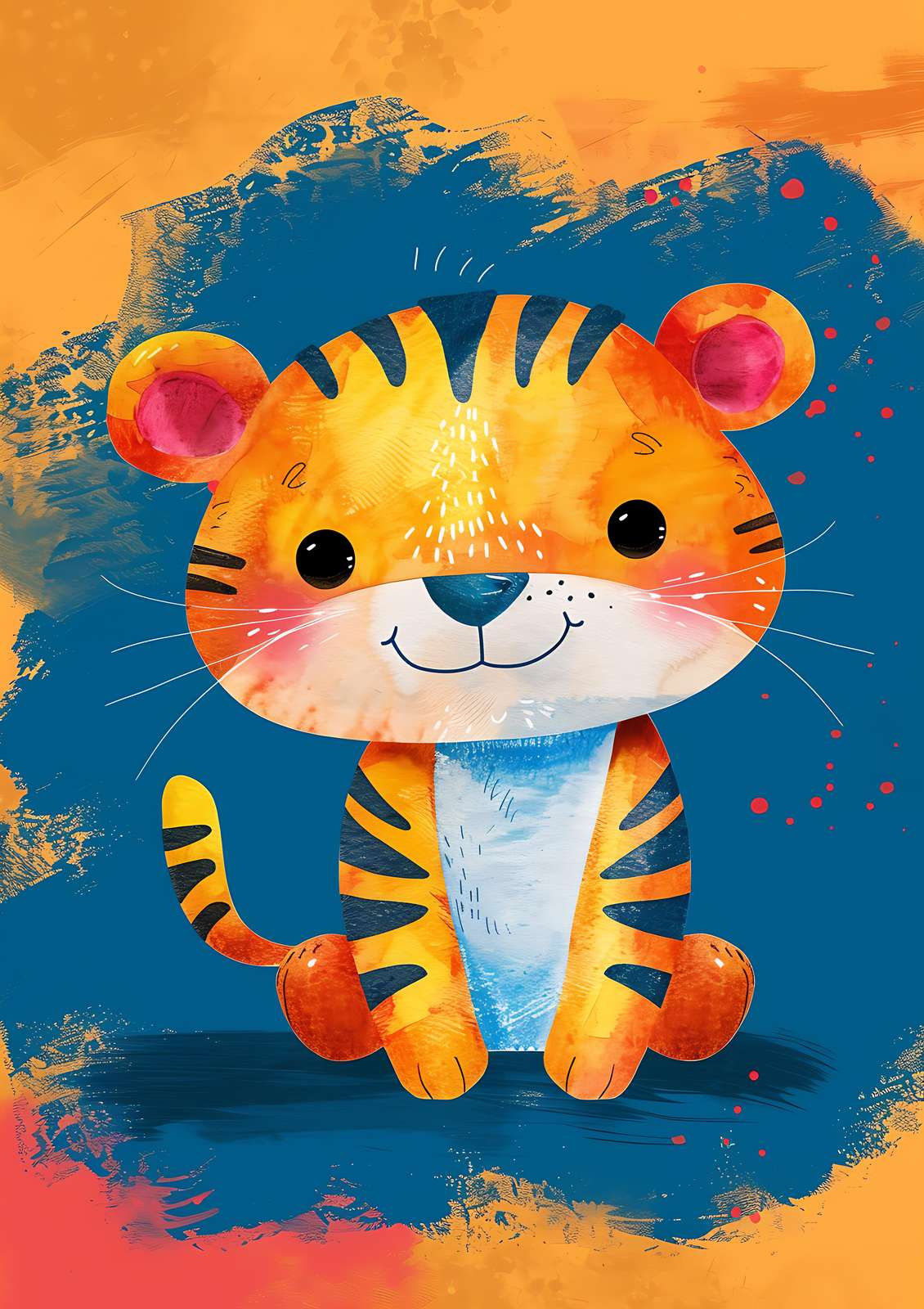 Adorable Cartoon Tiger Wall Art for Kids' Room