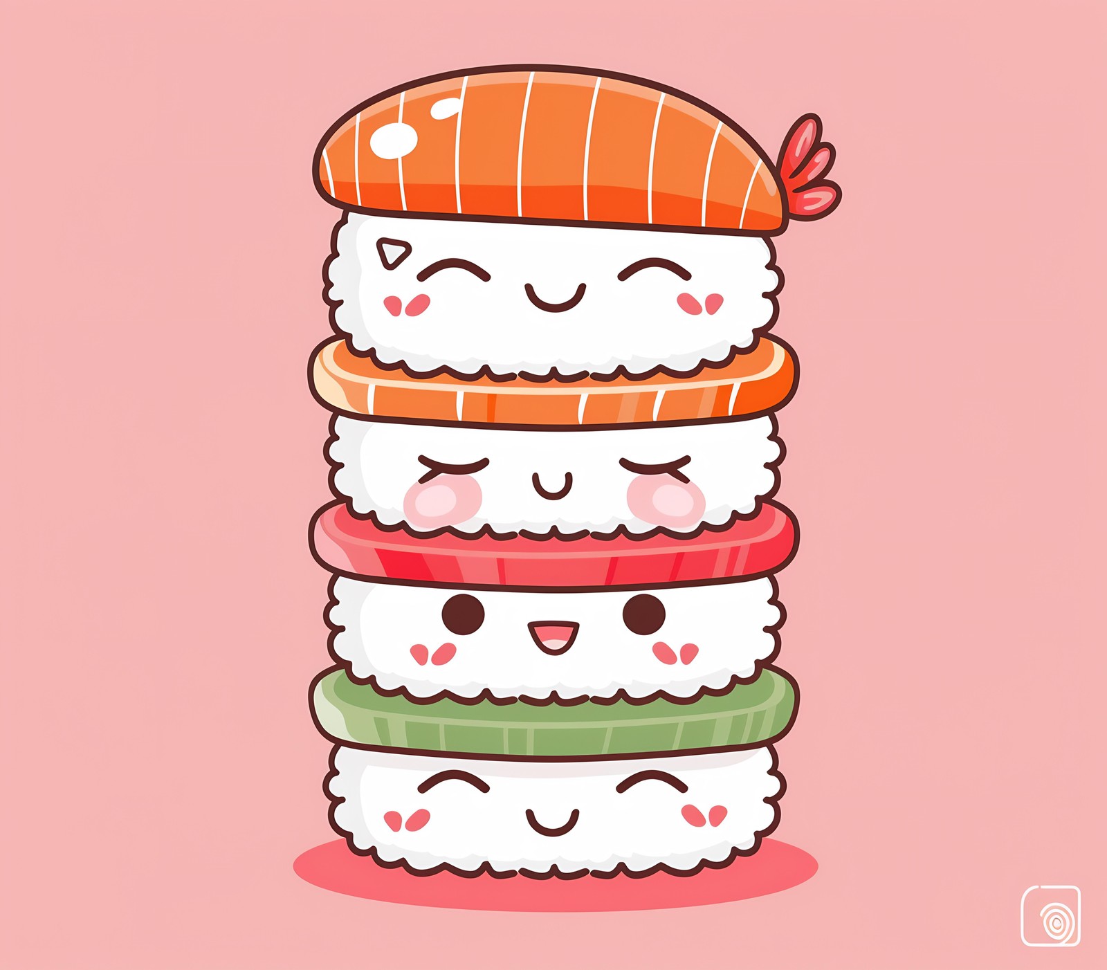 Kawaii Sushi Stack Cute Foodie Wall Art Wall Art