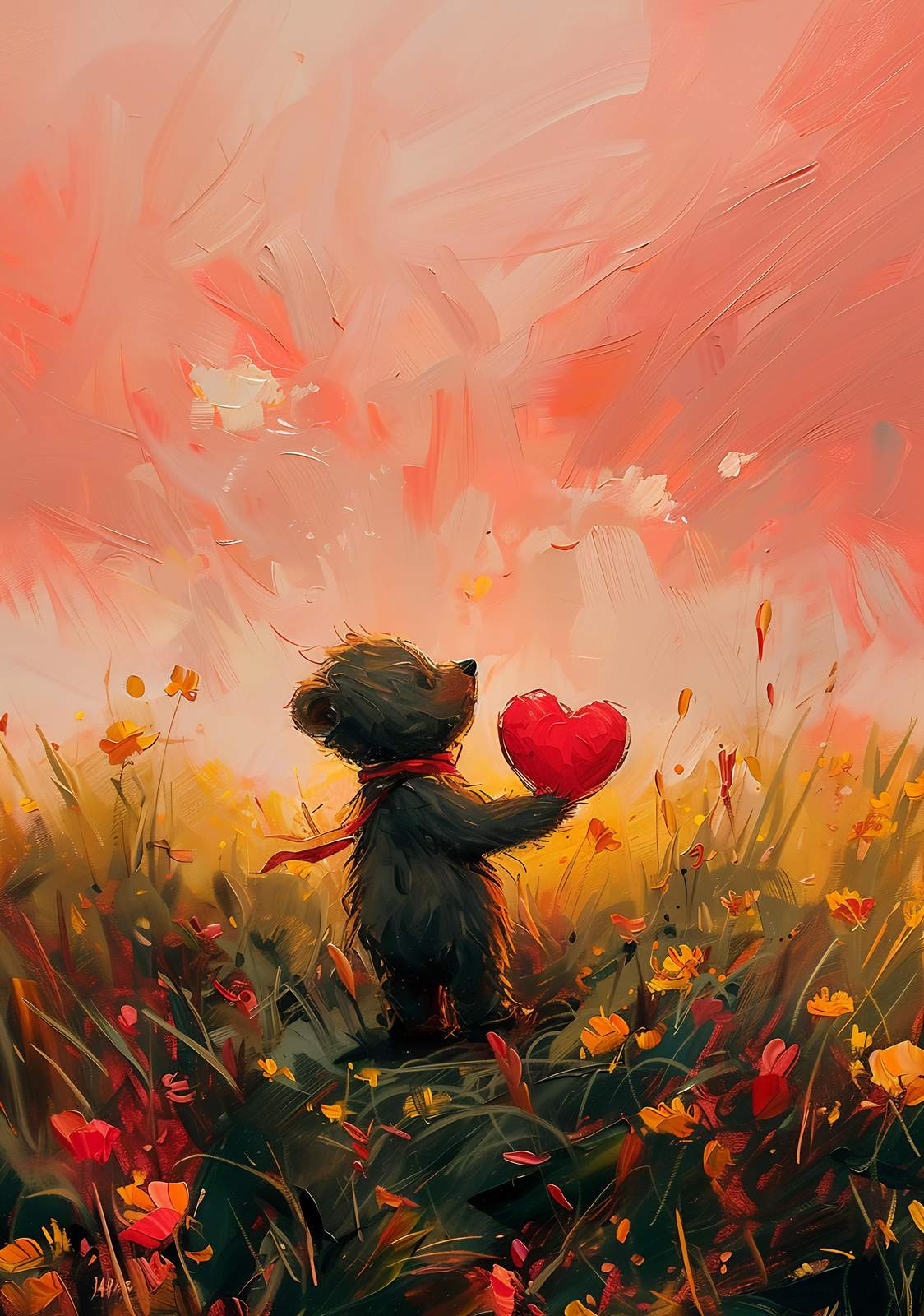 Adorable Bear With Heart Wall Art