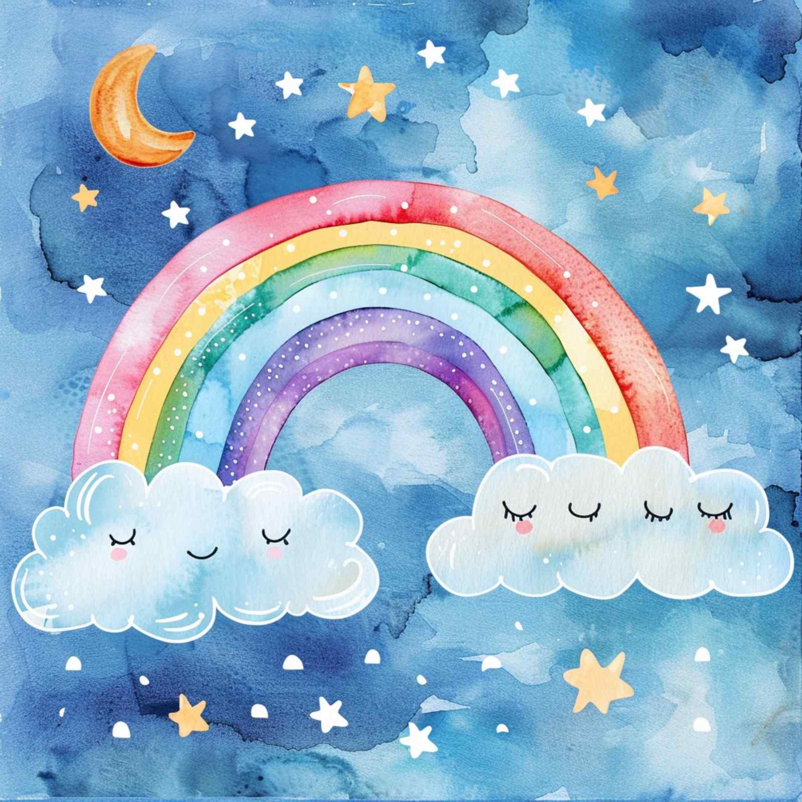 Whimsical Rainbow & Clouds Wall Art for Nursery