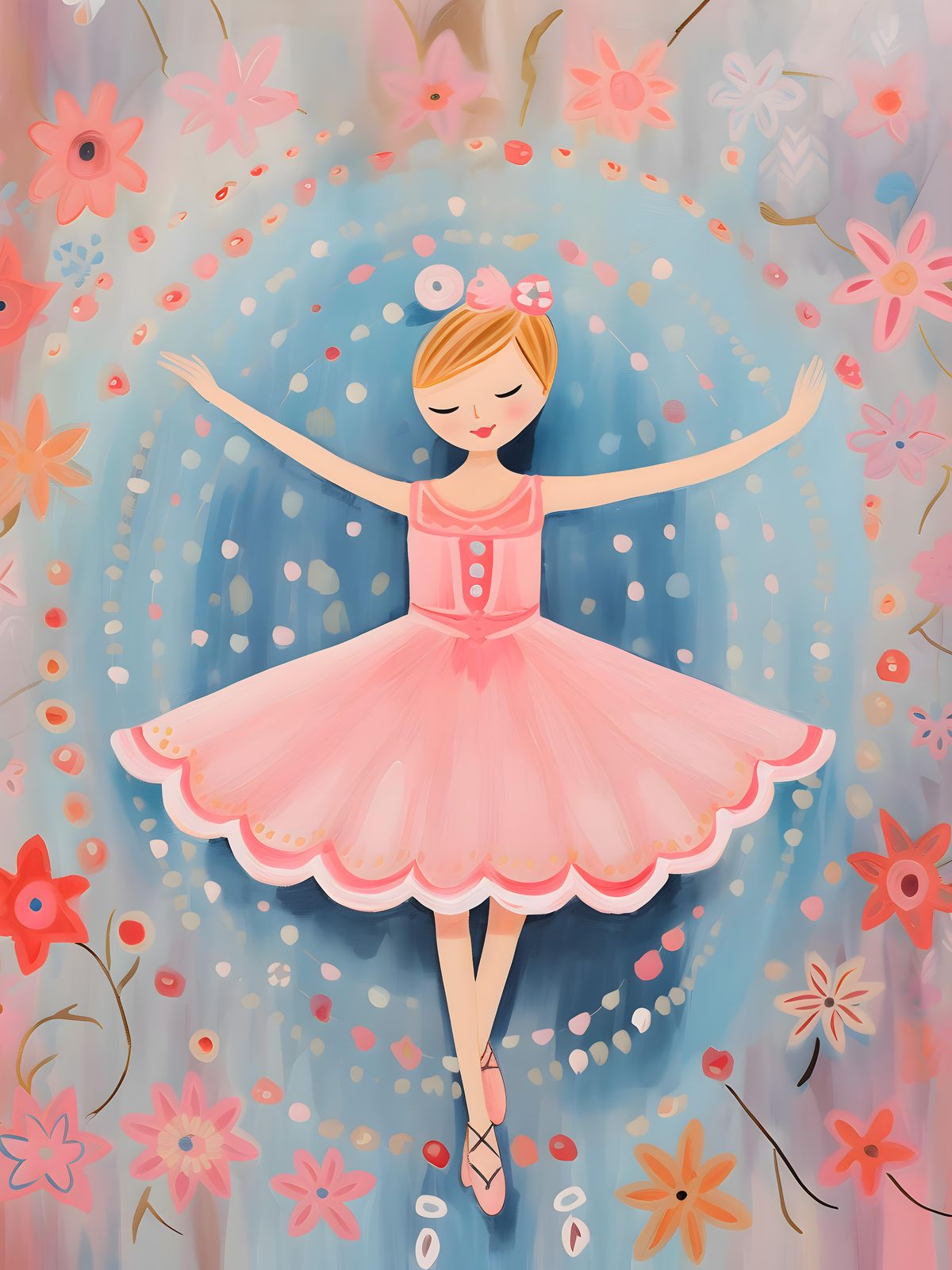 Dreamy Ballerina Floral Bliss Wall Art