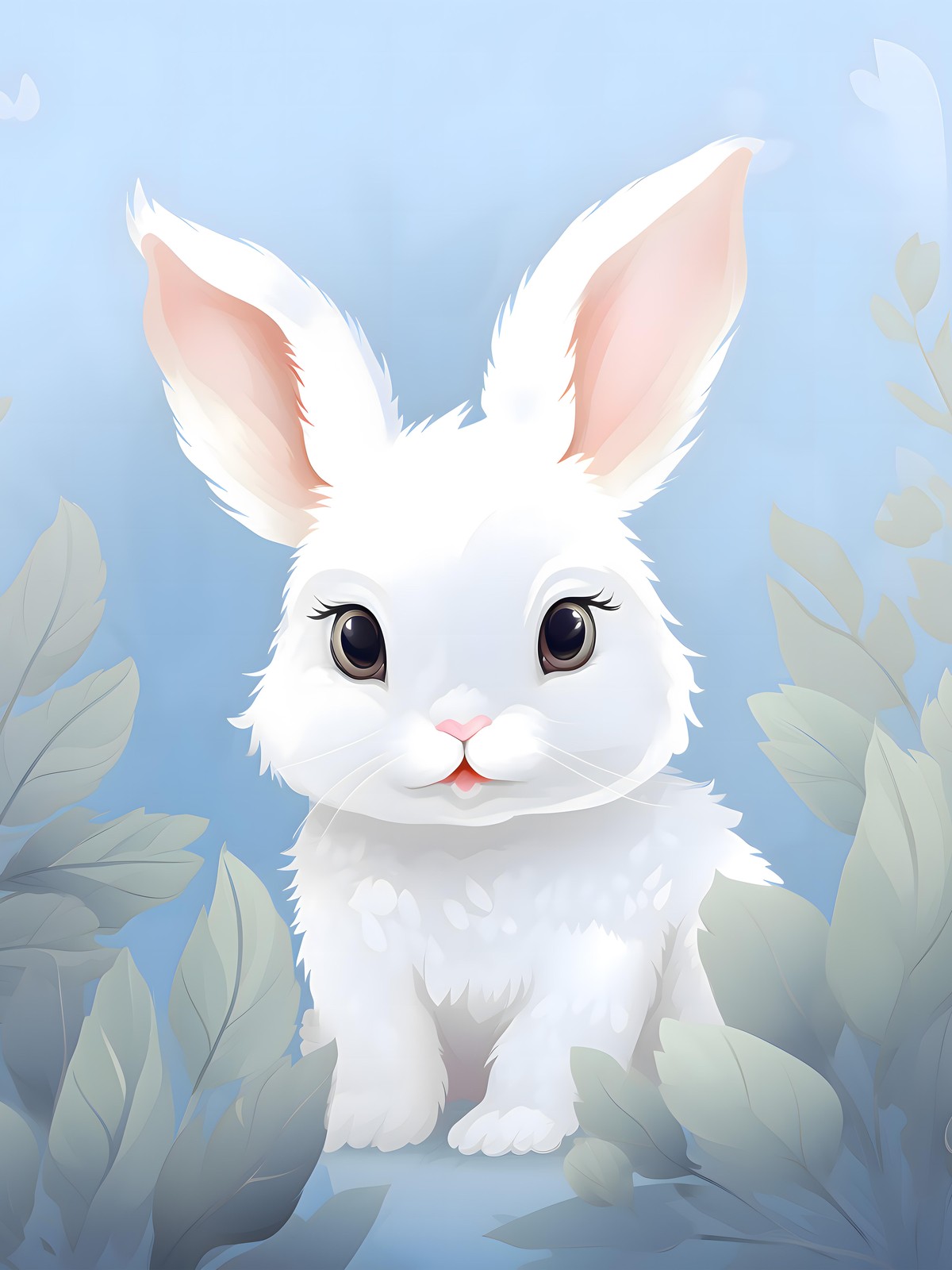 Adorable White Bunny Cute Animal Wall Art