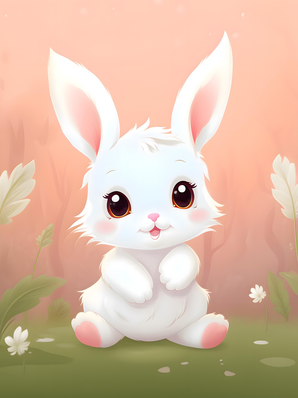 Adorable Kawaii Bunny Art Wall Art