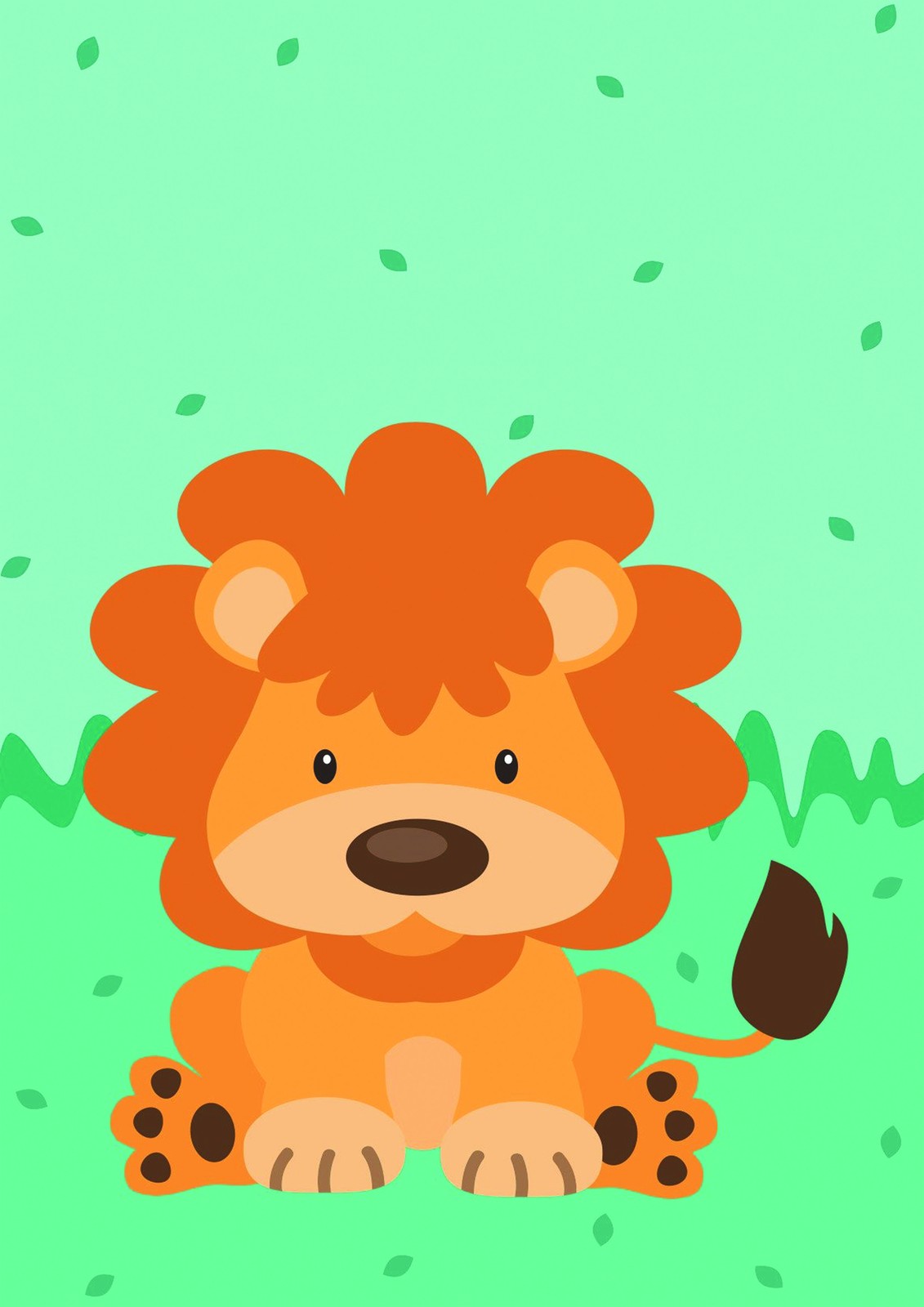 Cute Sitting Lion Jungle Vibes Wall Art