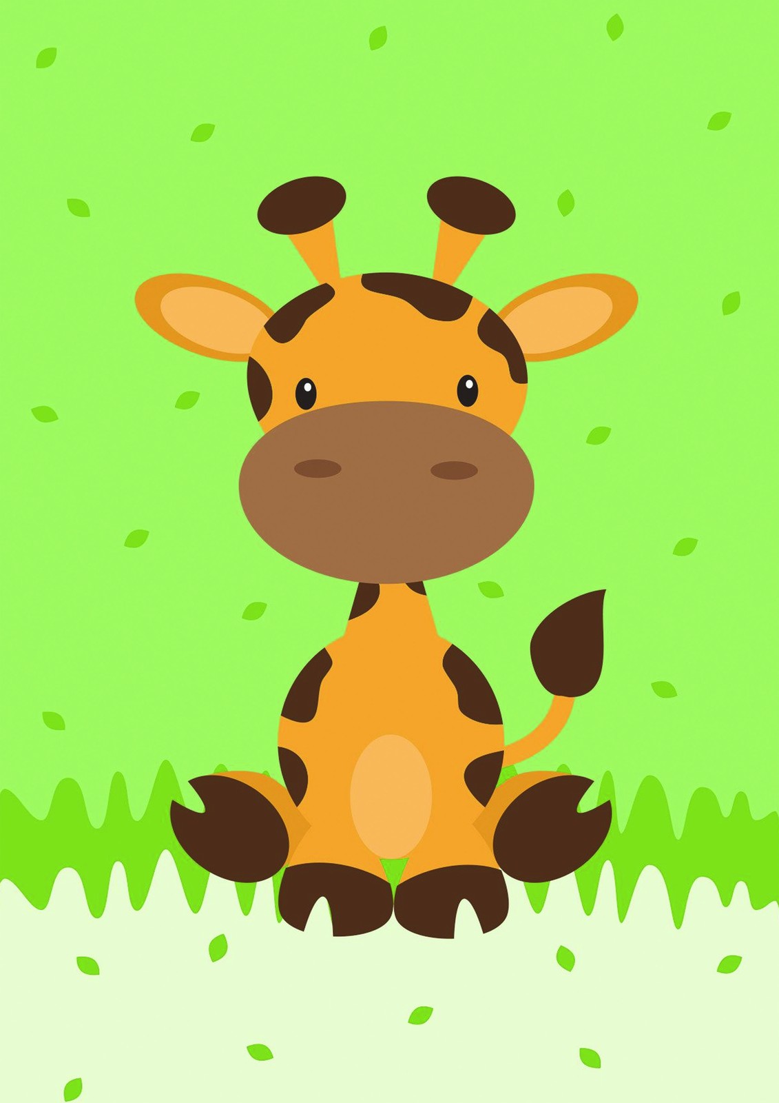 Adorable Sitting Giraffe Safari Nursery Wall Art