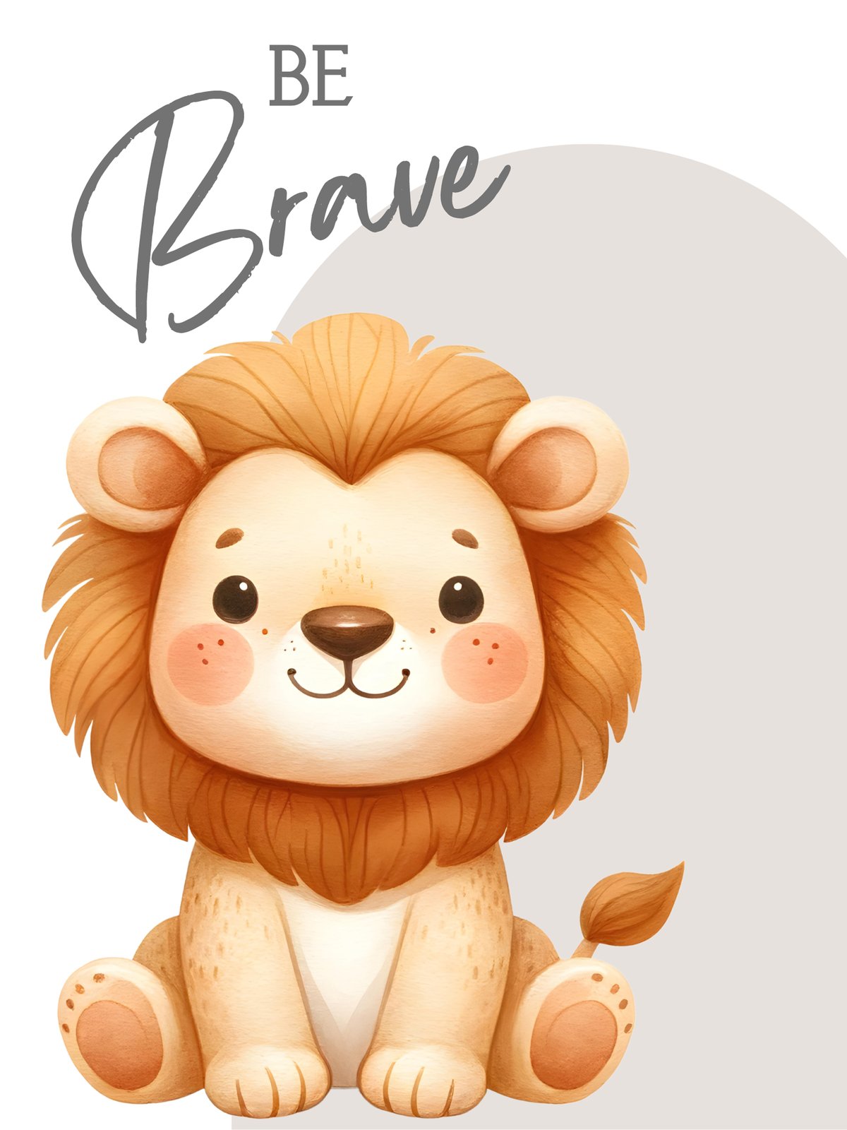 Be Brave Cute Lion Nursery Art Wall Art