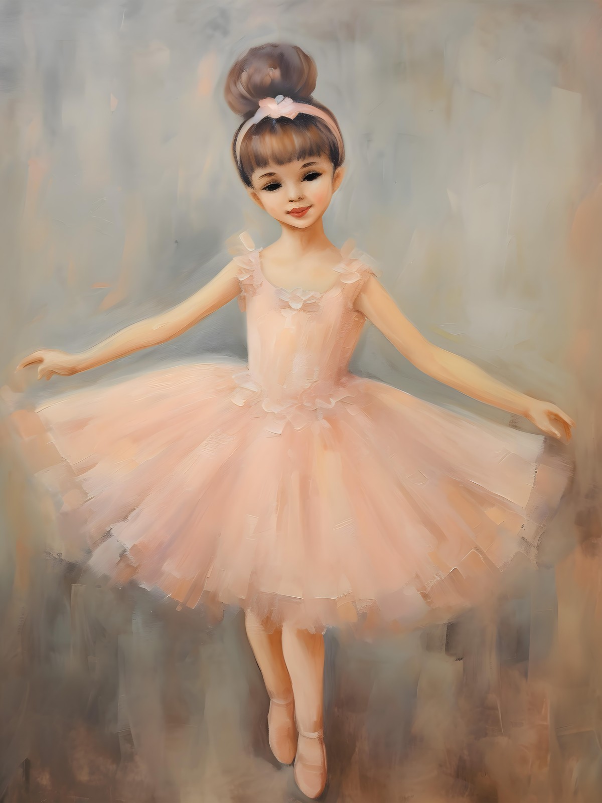 Enchanting Ballerina Girl Peach Tutu Wall Art