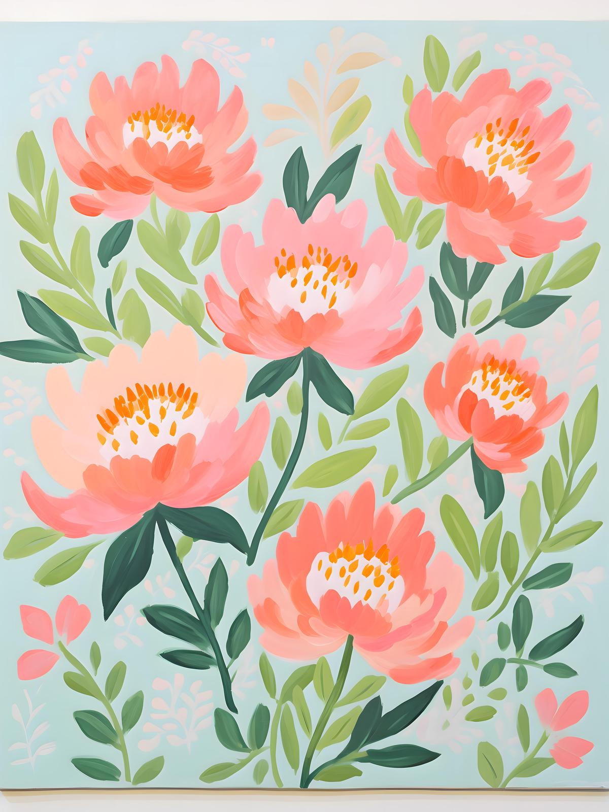 Coral Peony Bloom Wall Art
