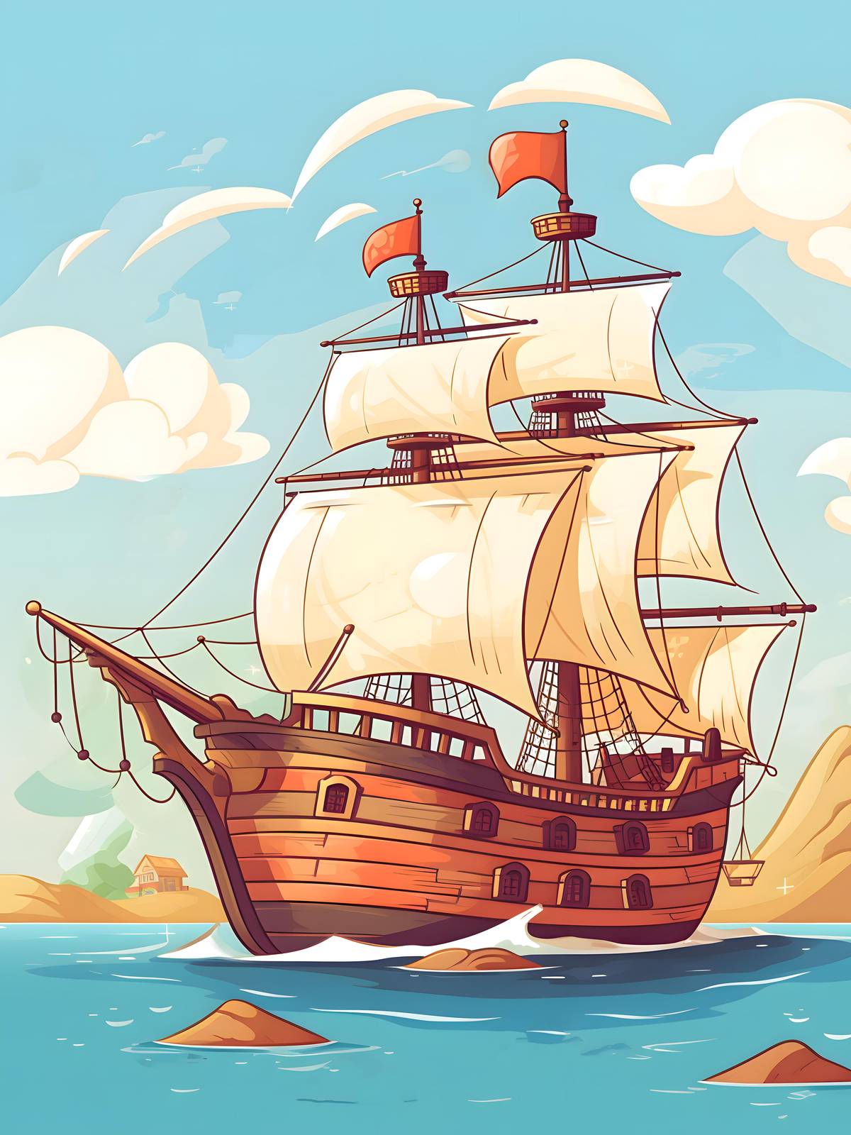 Vintage Sailing Ship Adventure Wall Art