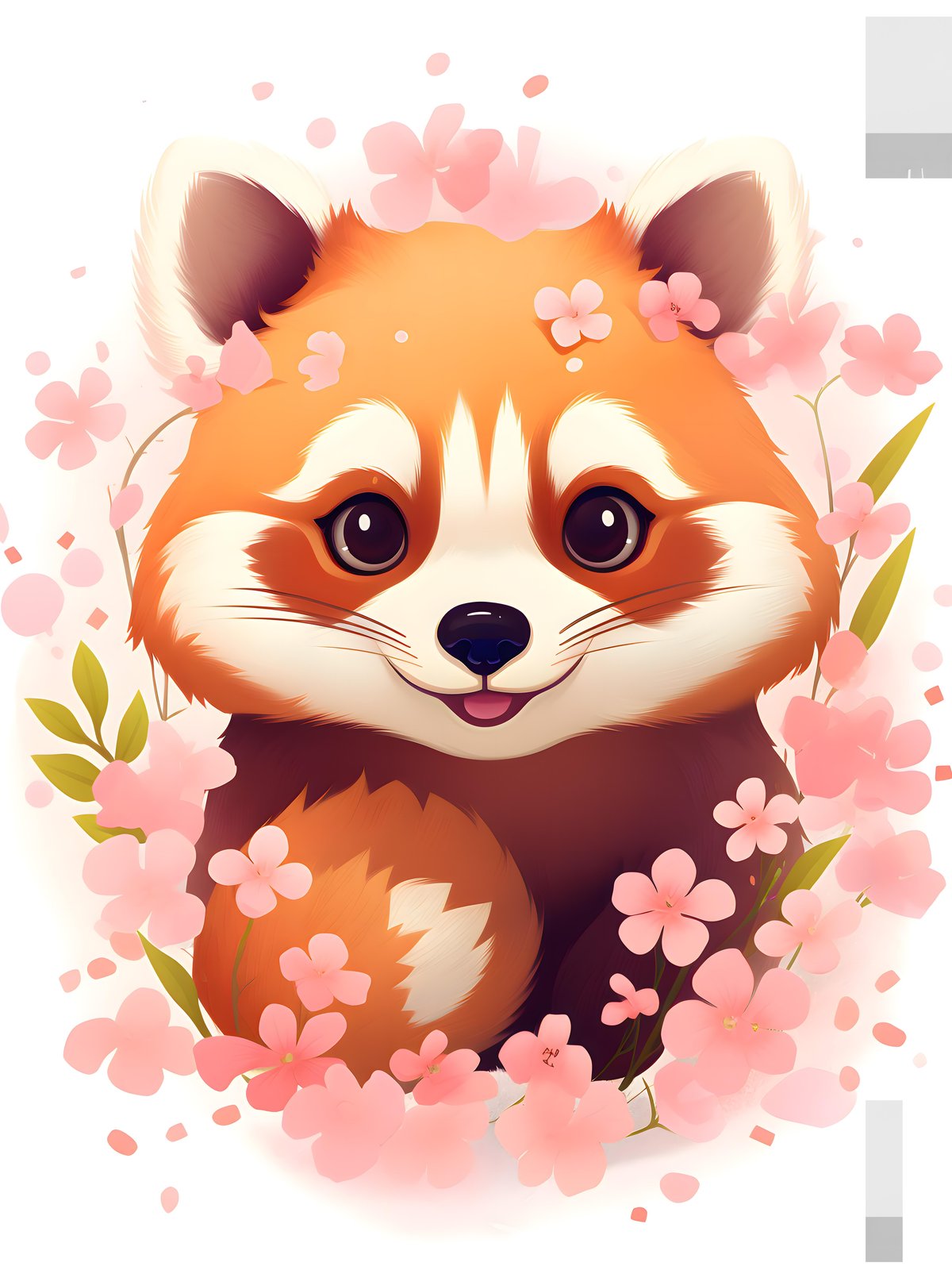 Adorable Red Panda Cherry Blossom Wall Art