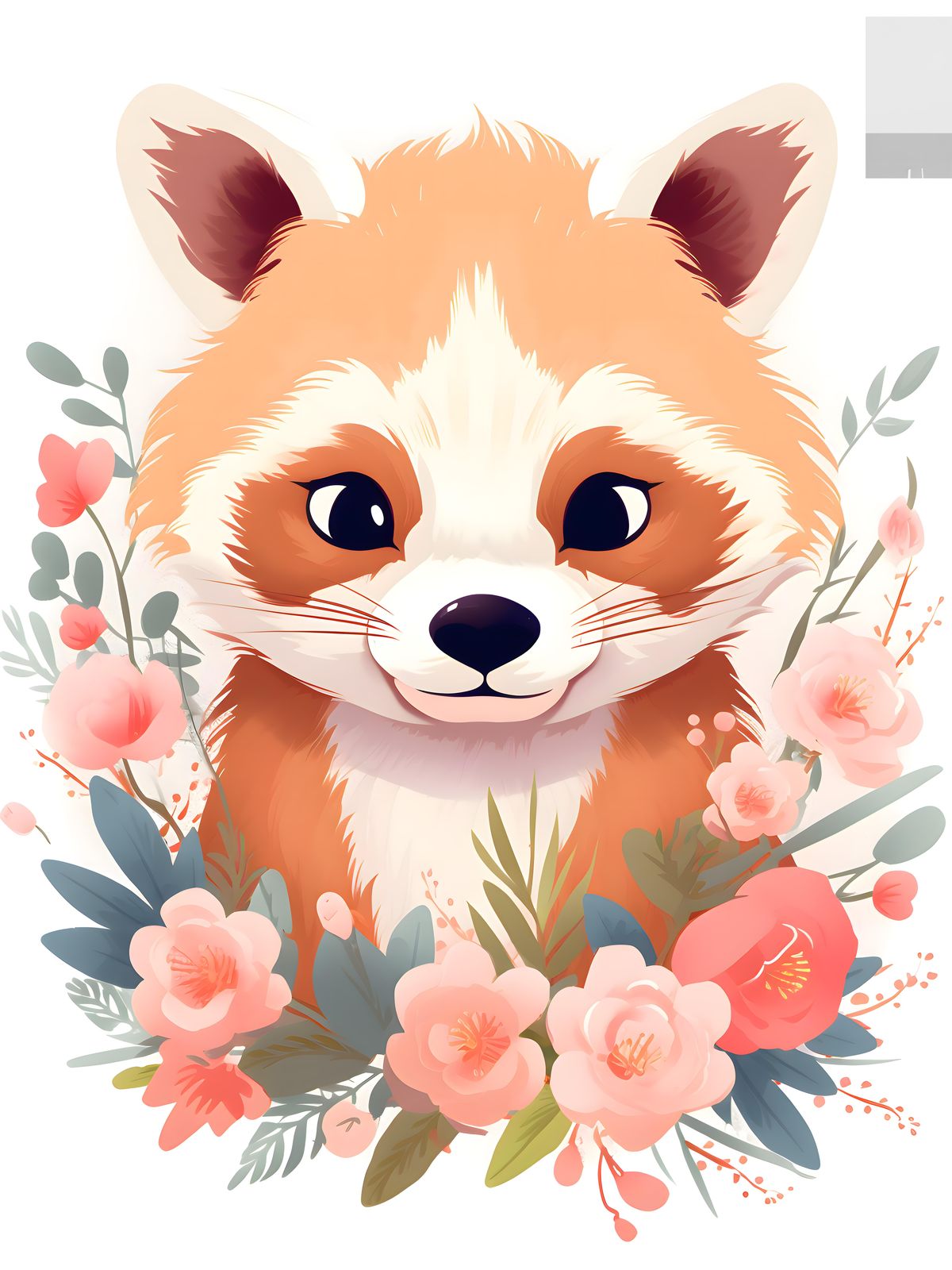 Cute Red Panda Floral Dream Wall Art
