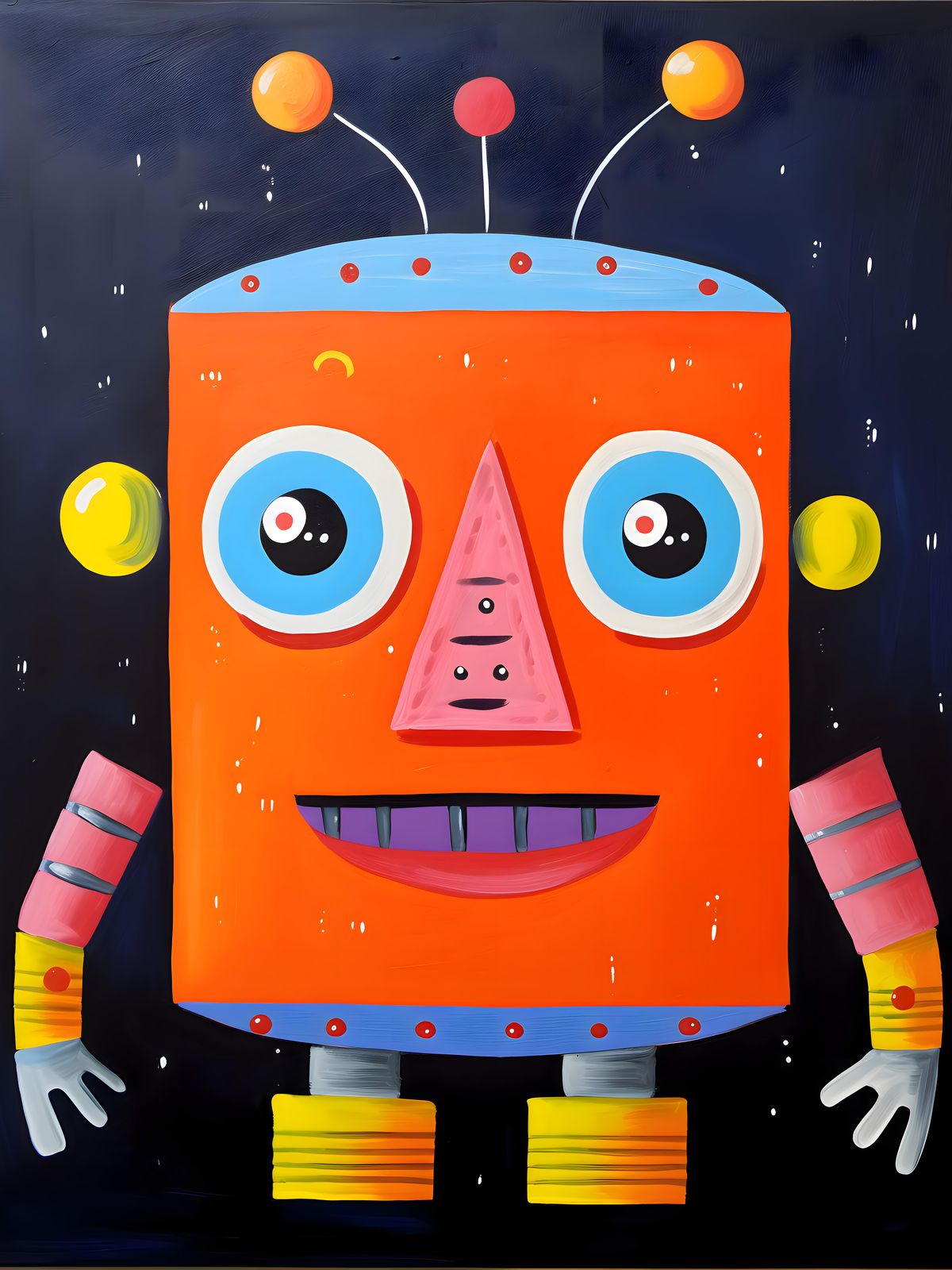 Friendly Robot Art Wall Art for Kids' Rooms