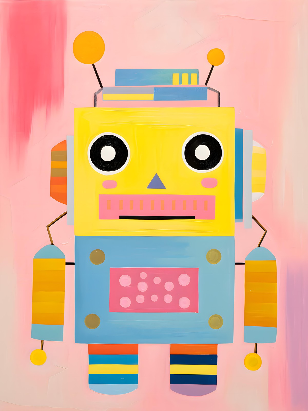Happy Robot Fun Abstract Wall Art Wall Art