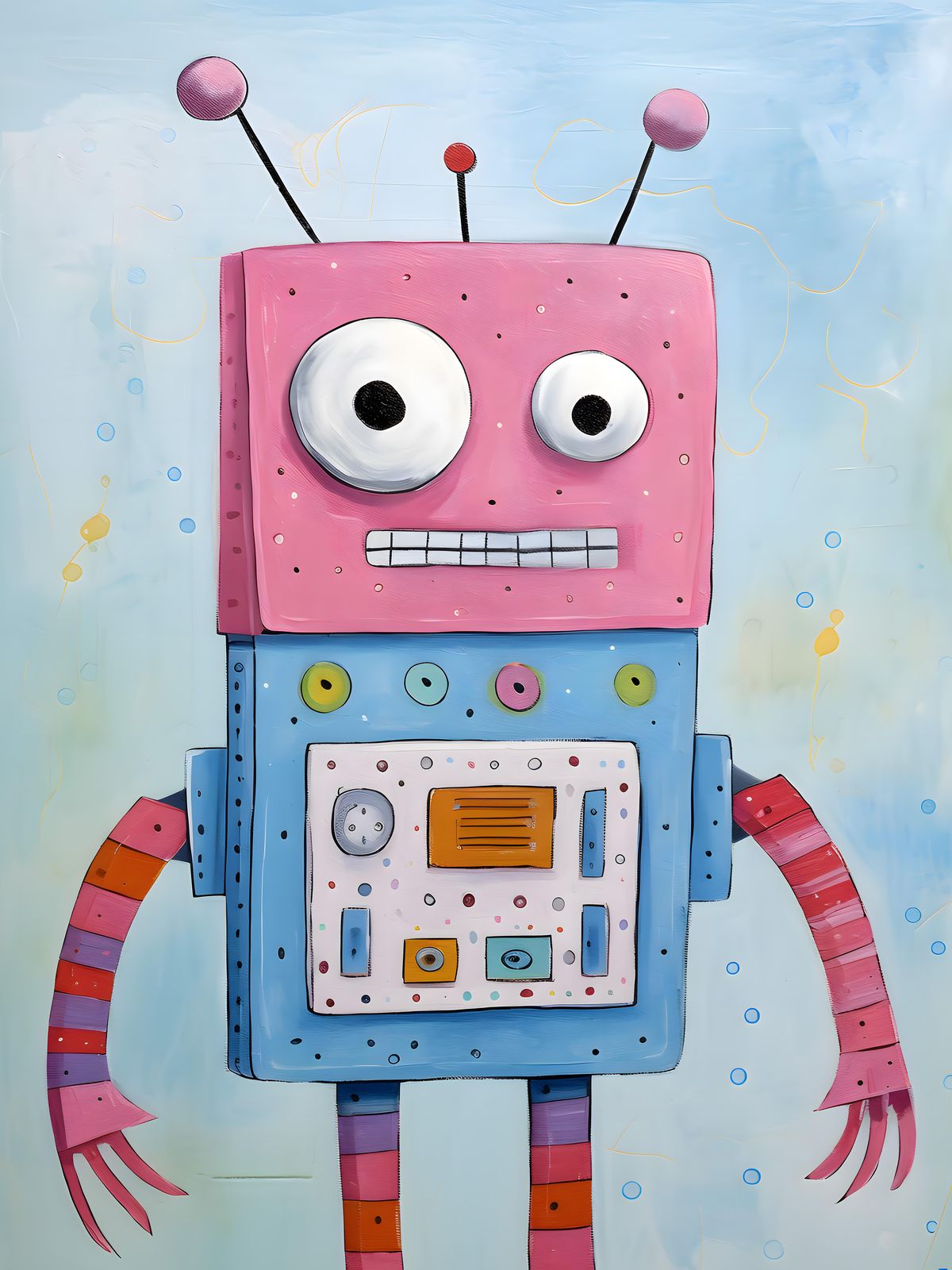 Whimsical Robot Playful Art Wall Art