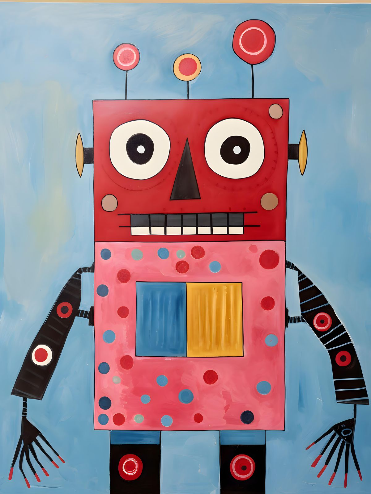 Whimsical Robot Friends Wall Art