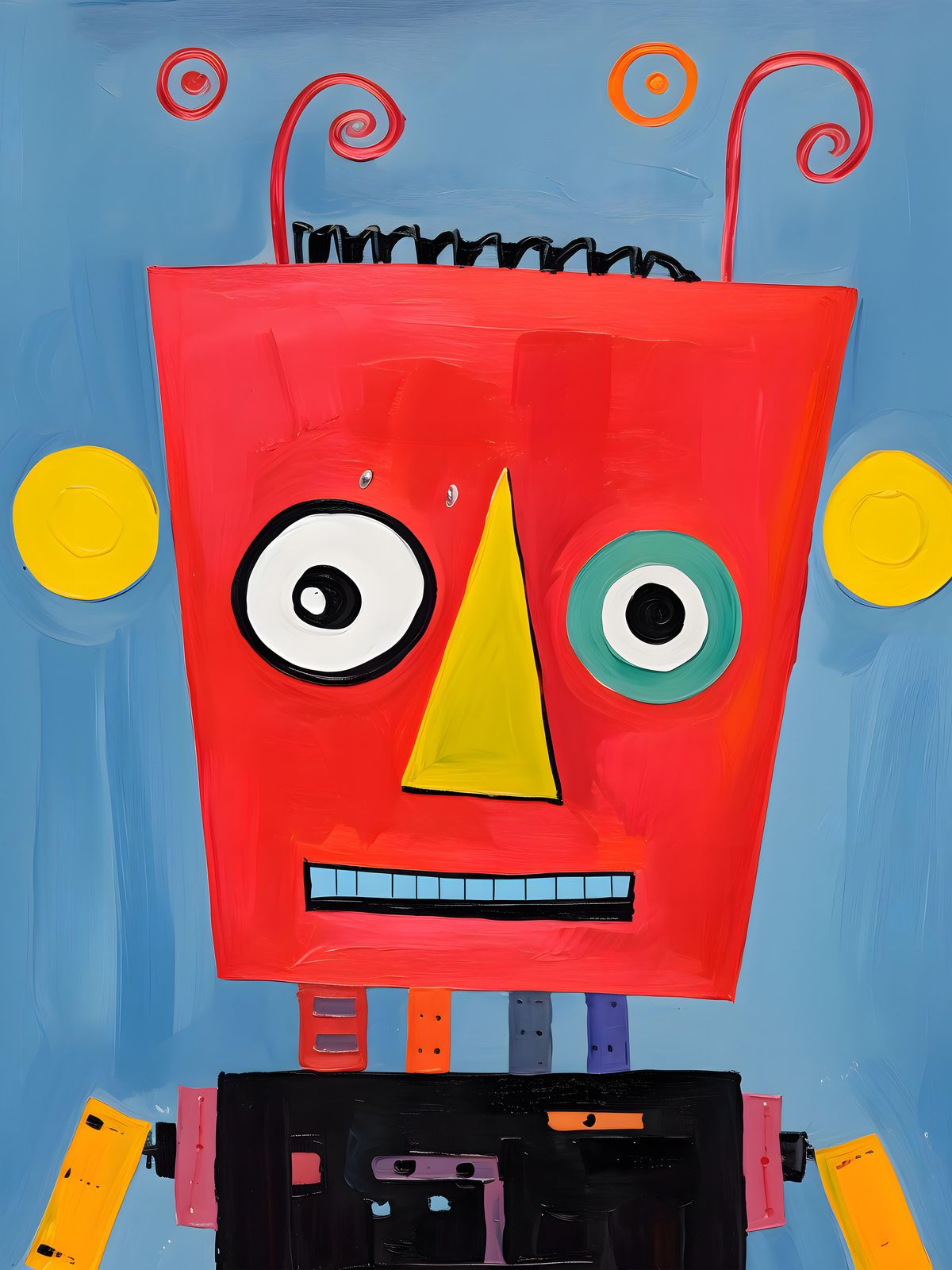 Whimsical Robot Face Pop Art Wall Art