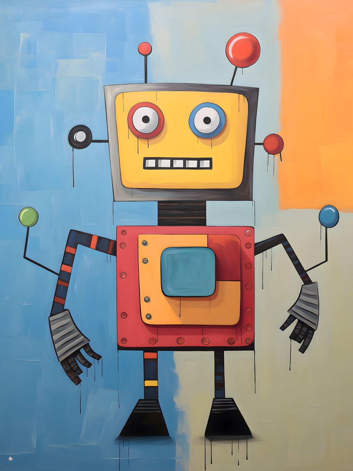 Whimsical Robot Buddy Wall Art