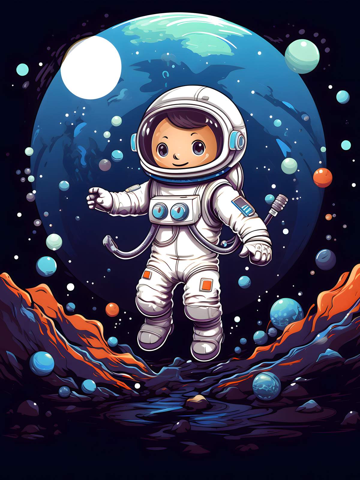 Adorable Astronaut Space Adventure Wall Art