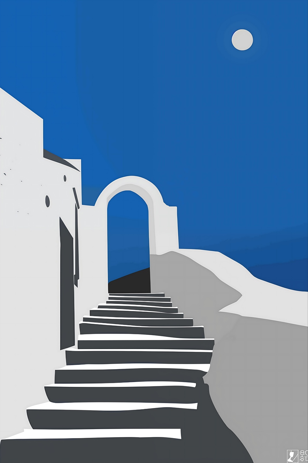 Minimalist Santorini Stairs Wall Art